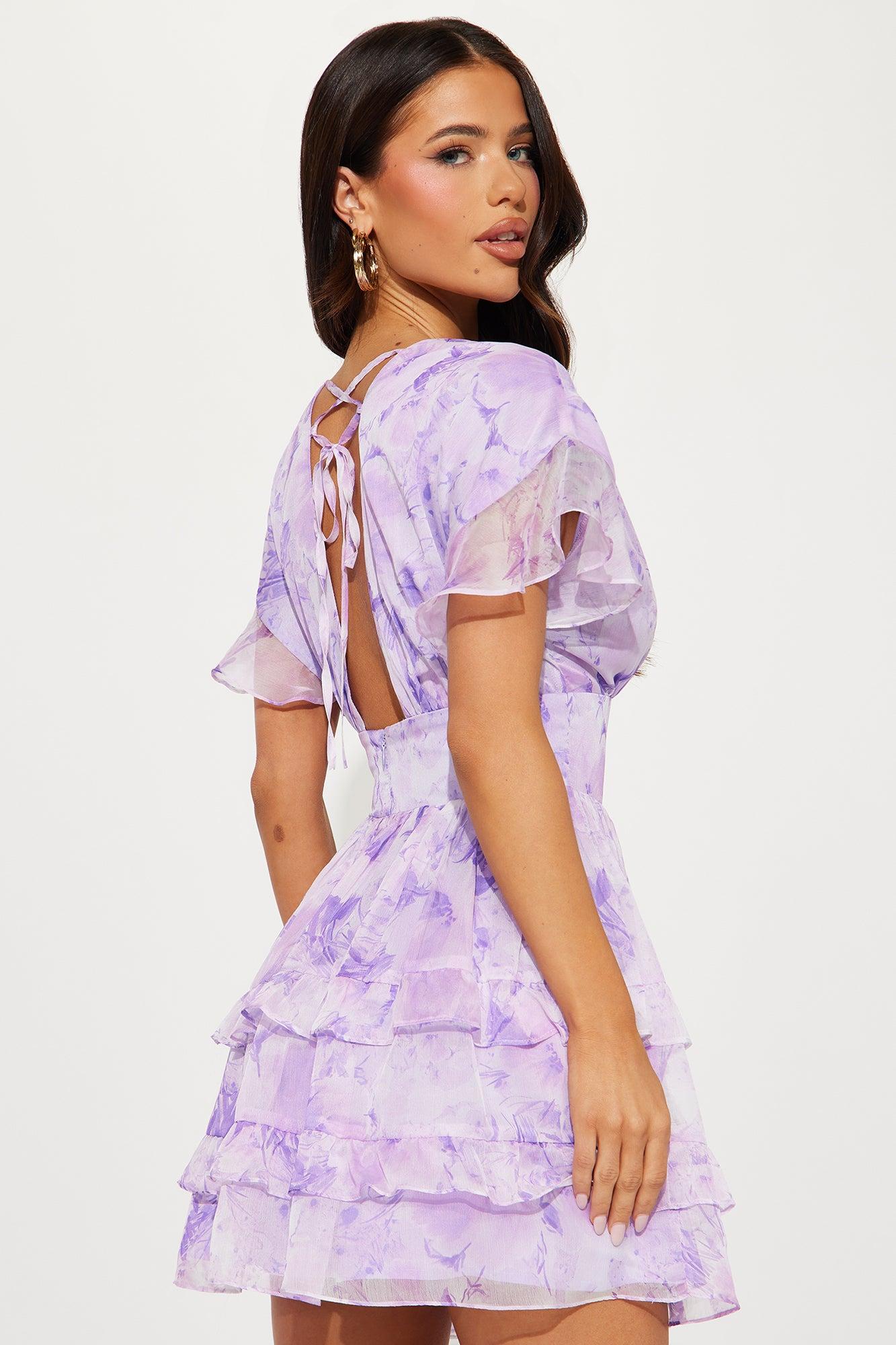 Sierra Chiffon Mini Dress - Lavender Product Image