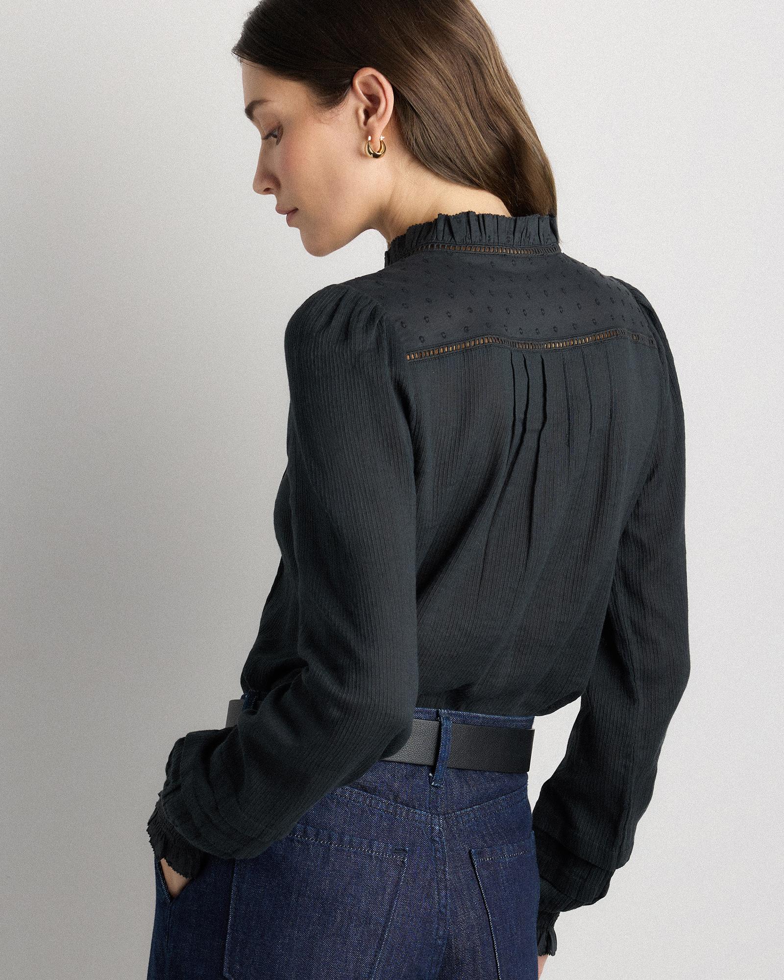 Quince | Women's Organic Textured Cotton Peasant Blouse Organic Cotton Product Image