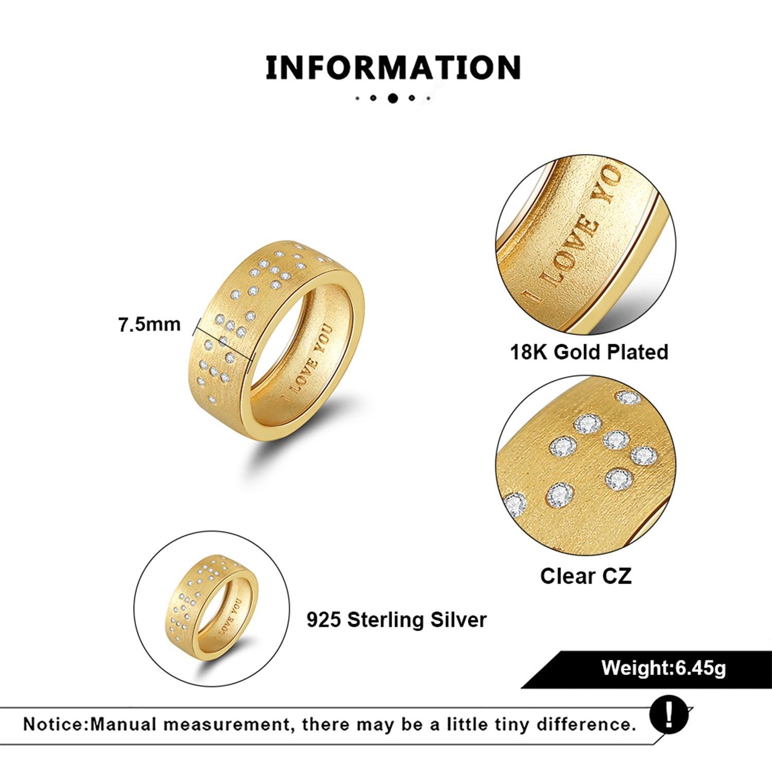 Touchstone I Love You Band Ring Brushed Gold Product Image
