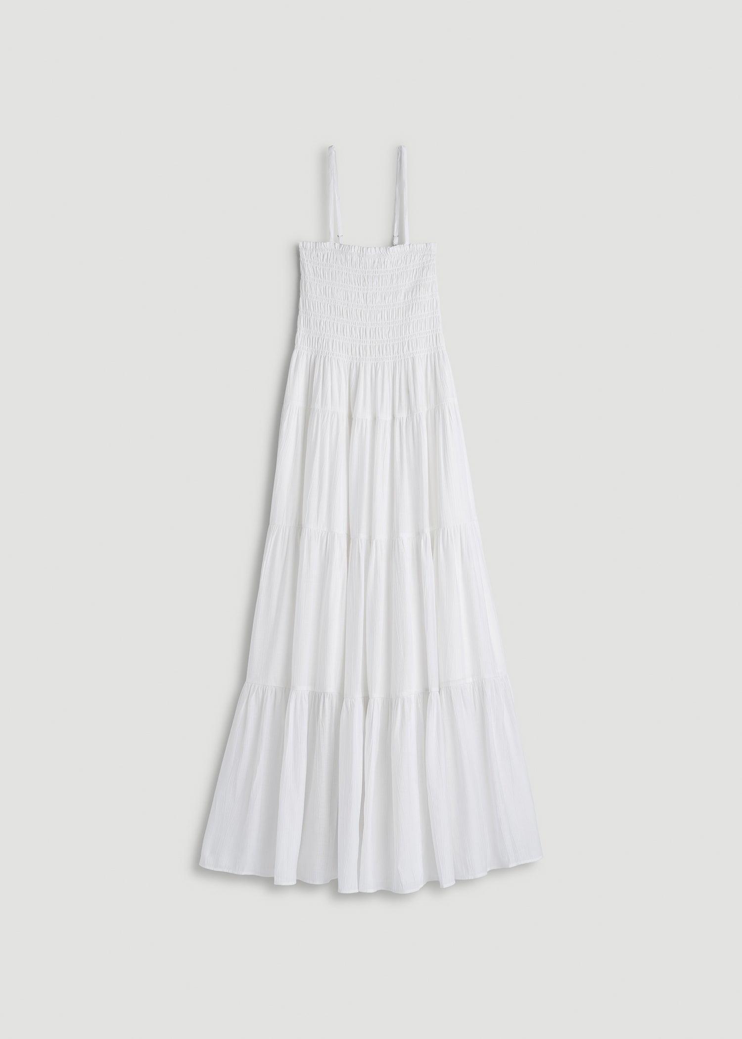 Strappy Tiered Maxi Dress for Tall Women in White Female Product Image
