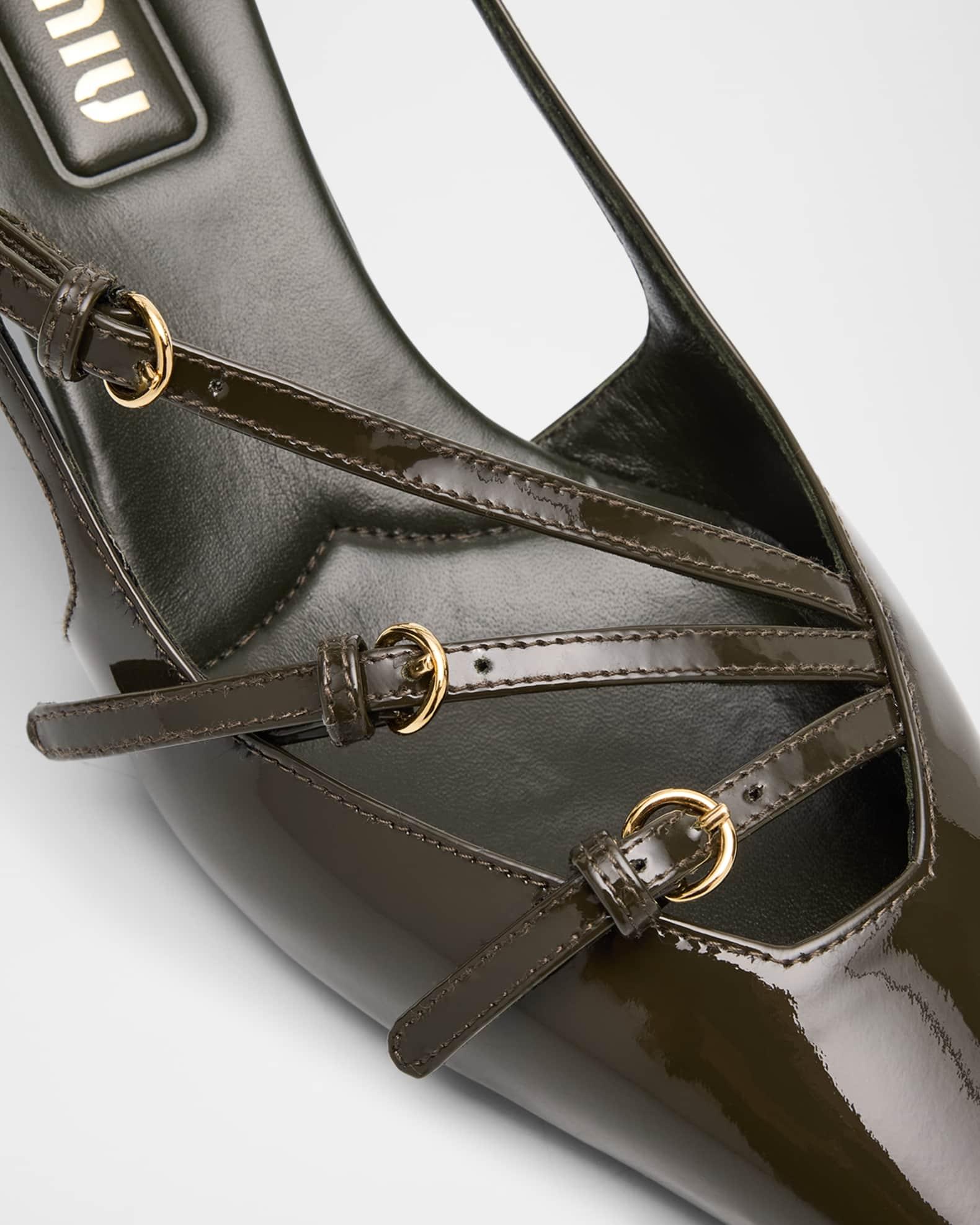 Patent Buckle-Trio Slingback Pumps Product Image