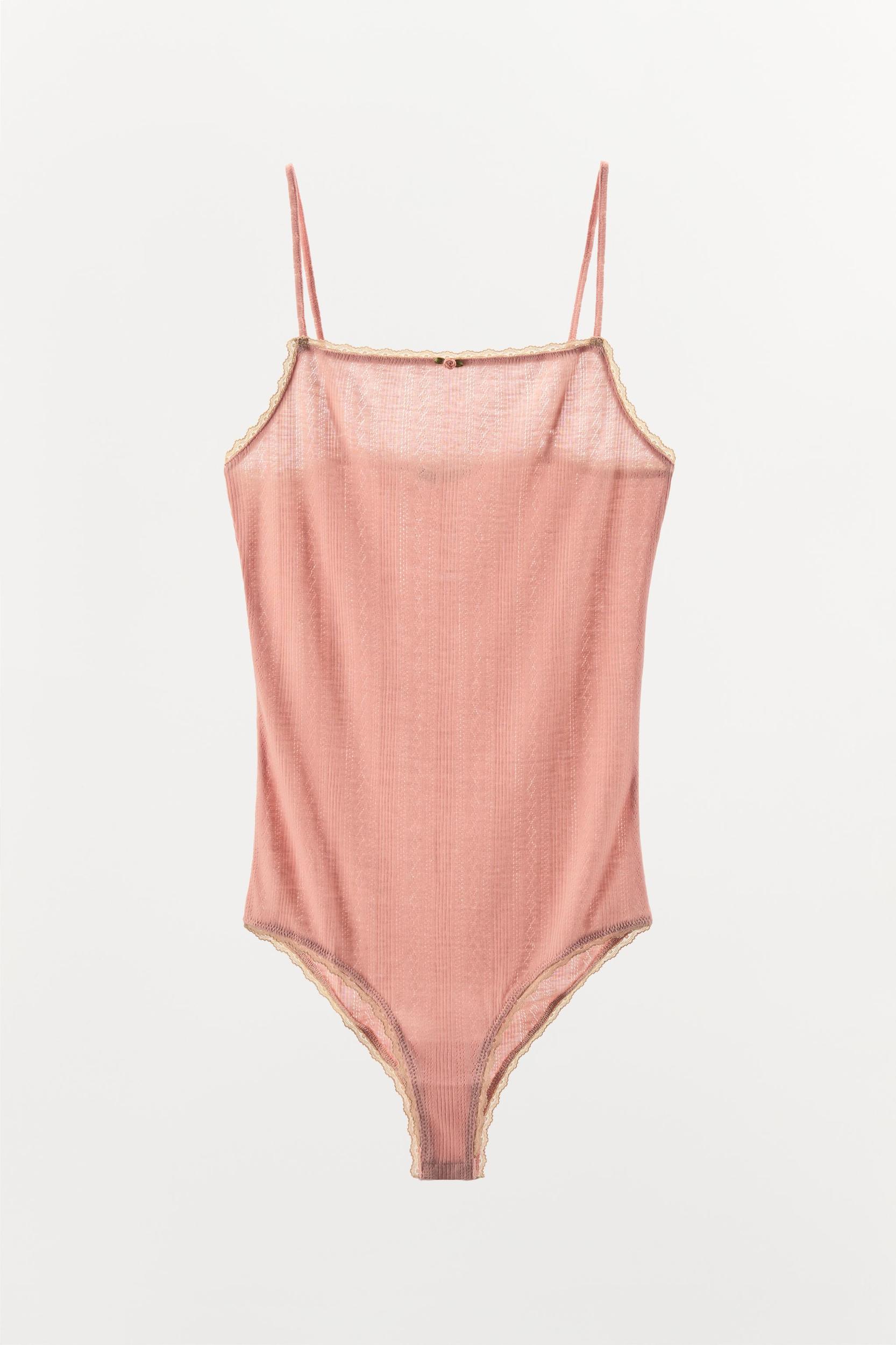 CONTRAST PINK POINTELLE BODYSUIT Product Image