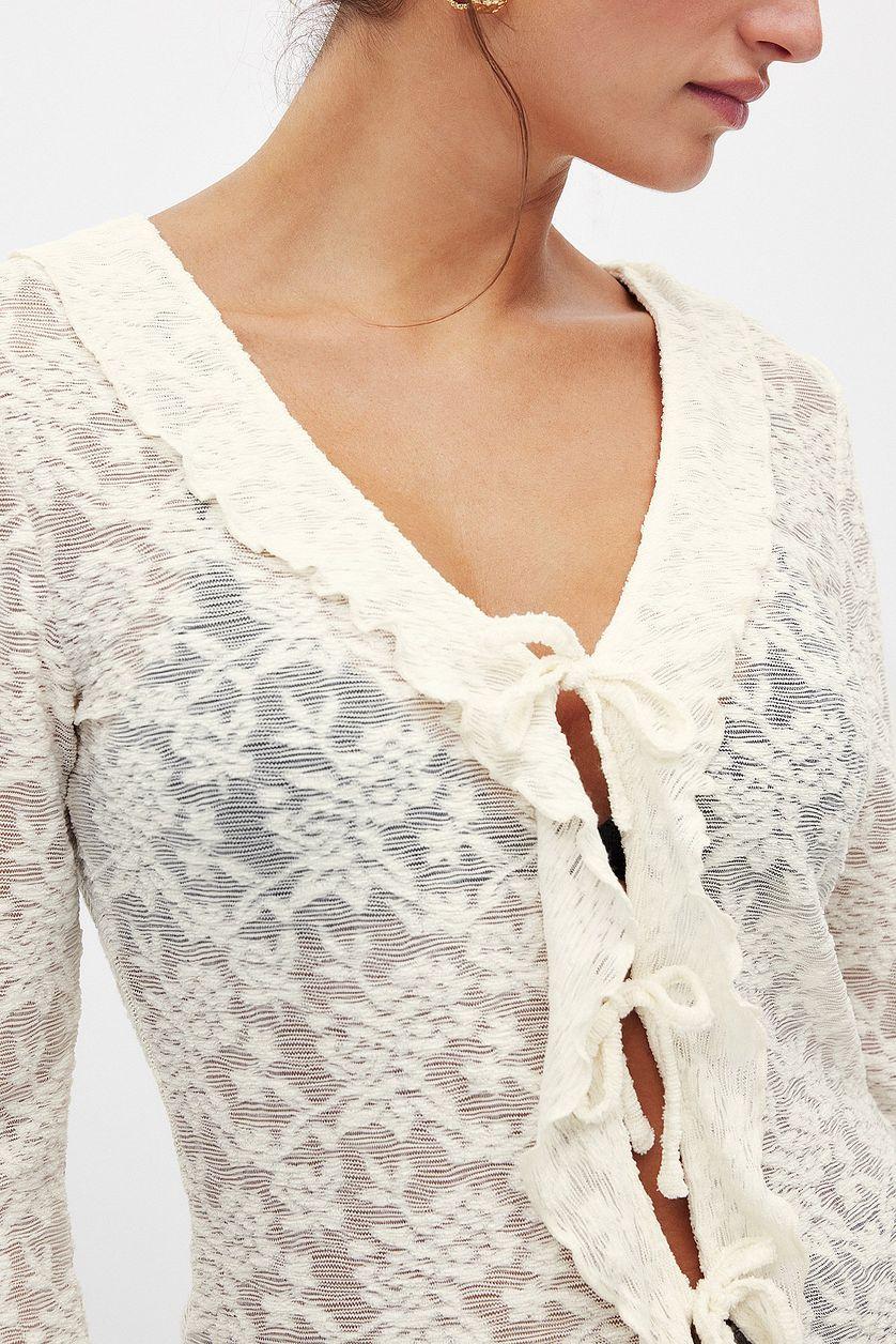 Floral Long Sleeve Tie Top Product Image