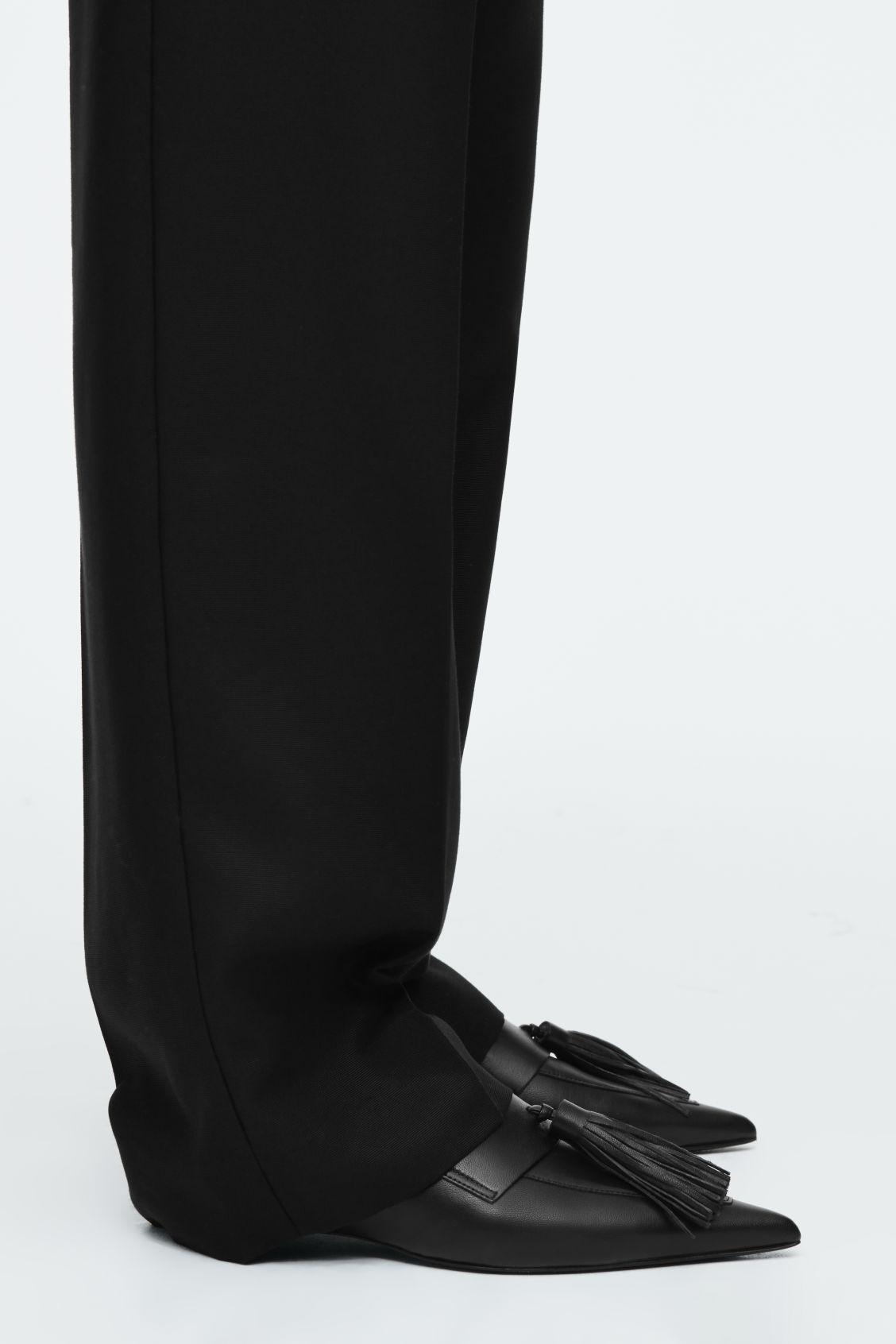 TASSELED LEATHER KITTEN-HEEL LOAFERS Product Image