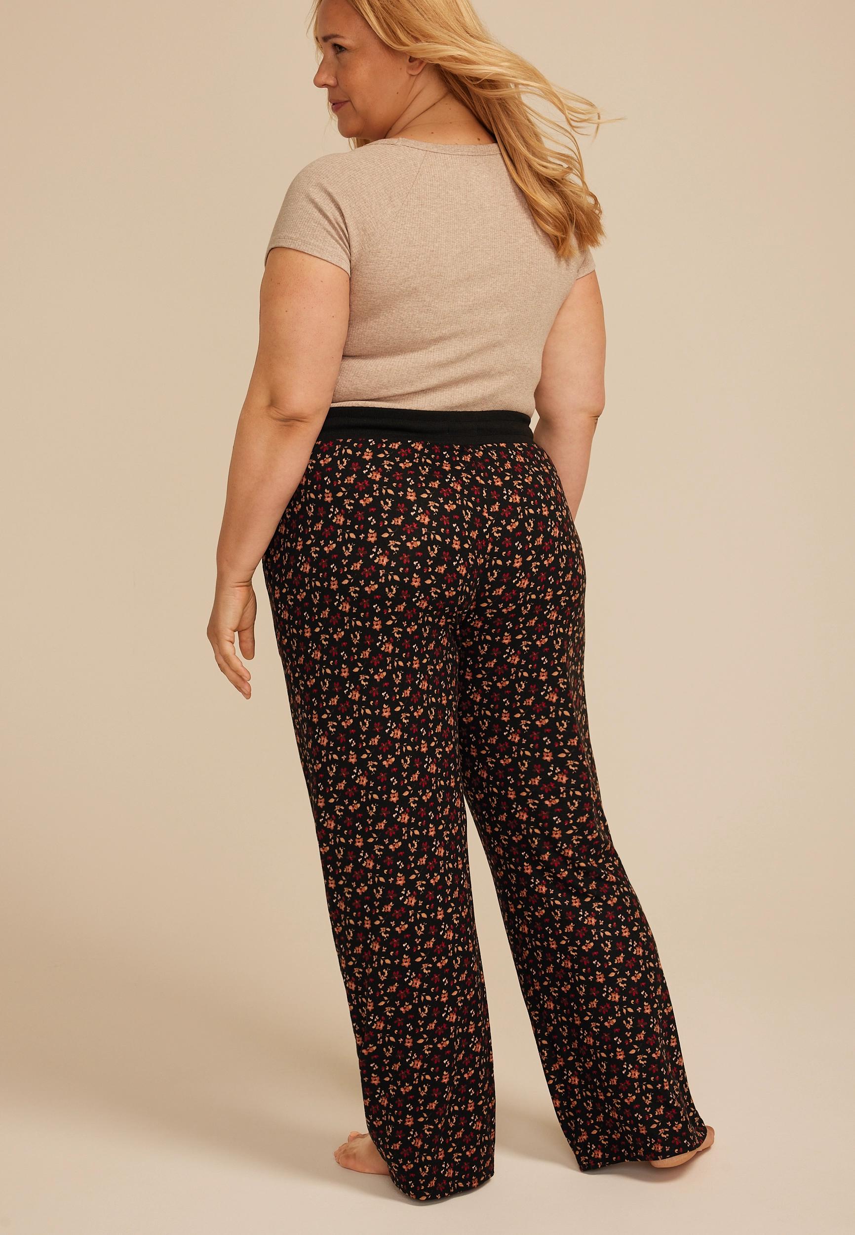 Plus Size Ditsy Floral Wide Leg Pajama Pants Product Image
