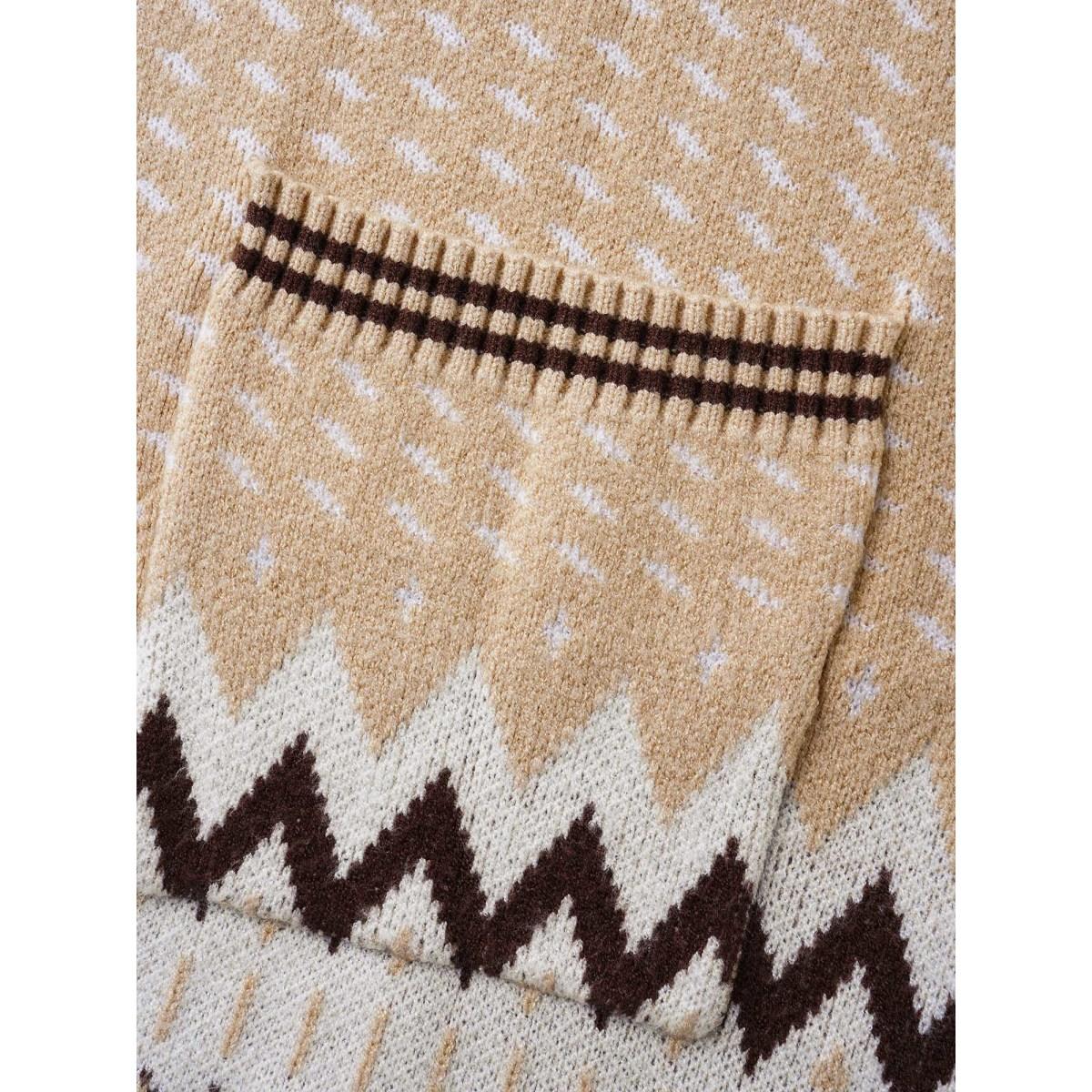 Plus Size Supersoft Essentials Bandana Geometric Pocket Cardigan Tan Women Casual Loose Long Sleeve Everyday Cardigans BloomChic 14-16/1X Product Image