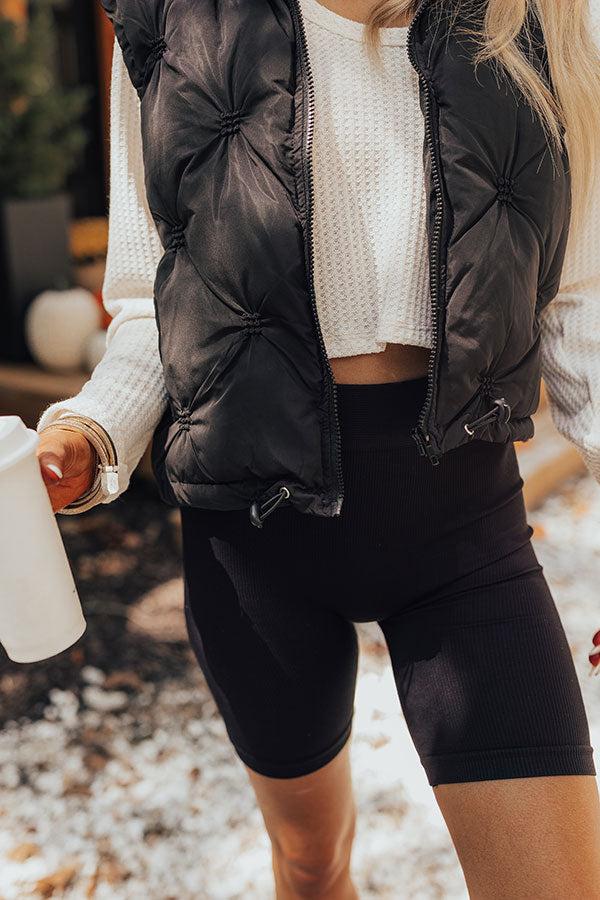 Mountain Top Morning Puffer Vest in Black Product Image