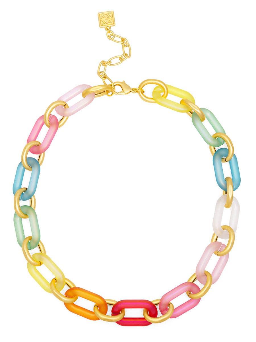 Multi-Color Resin Oval Links Collar Necklaces Product Image
