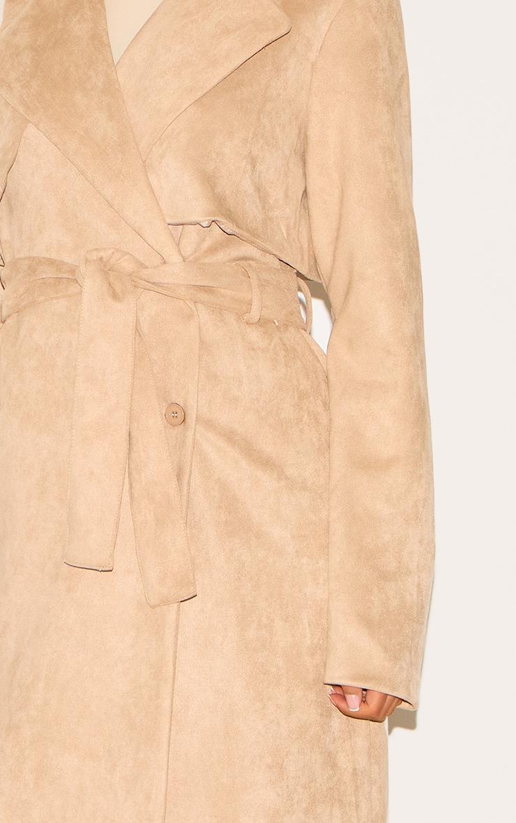 Tall Stone Faux Suede Belted Maxi Trench Coat Product Image