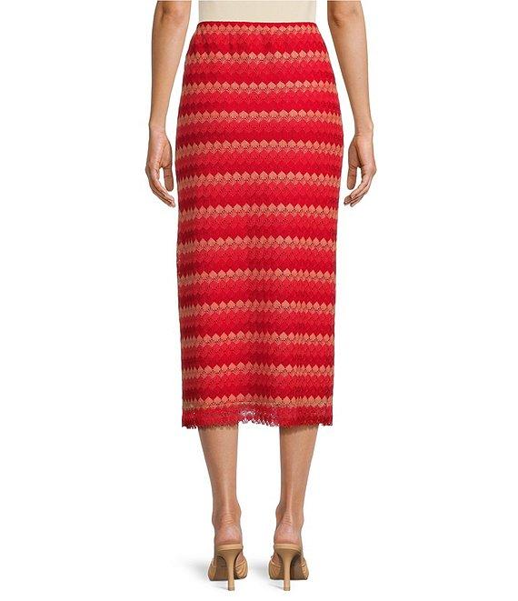 Chelsea & Violet Coordinating Suri Chevron Print Crochet Midi Pencil Skirt Product Image