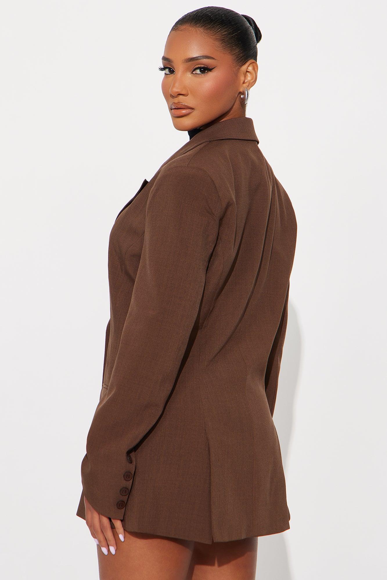 Giselle Double Breasted Hourglass Blazer - Chocolate Female Product Image