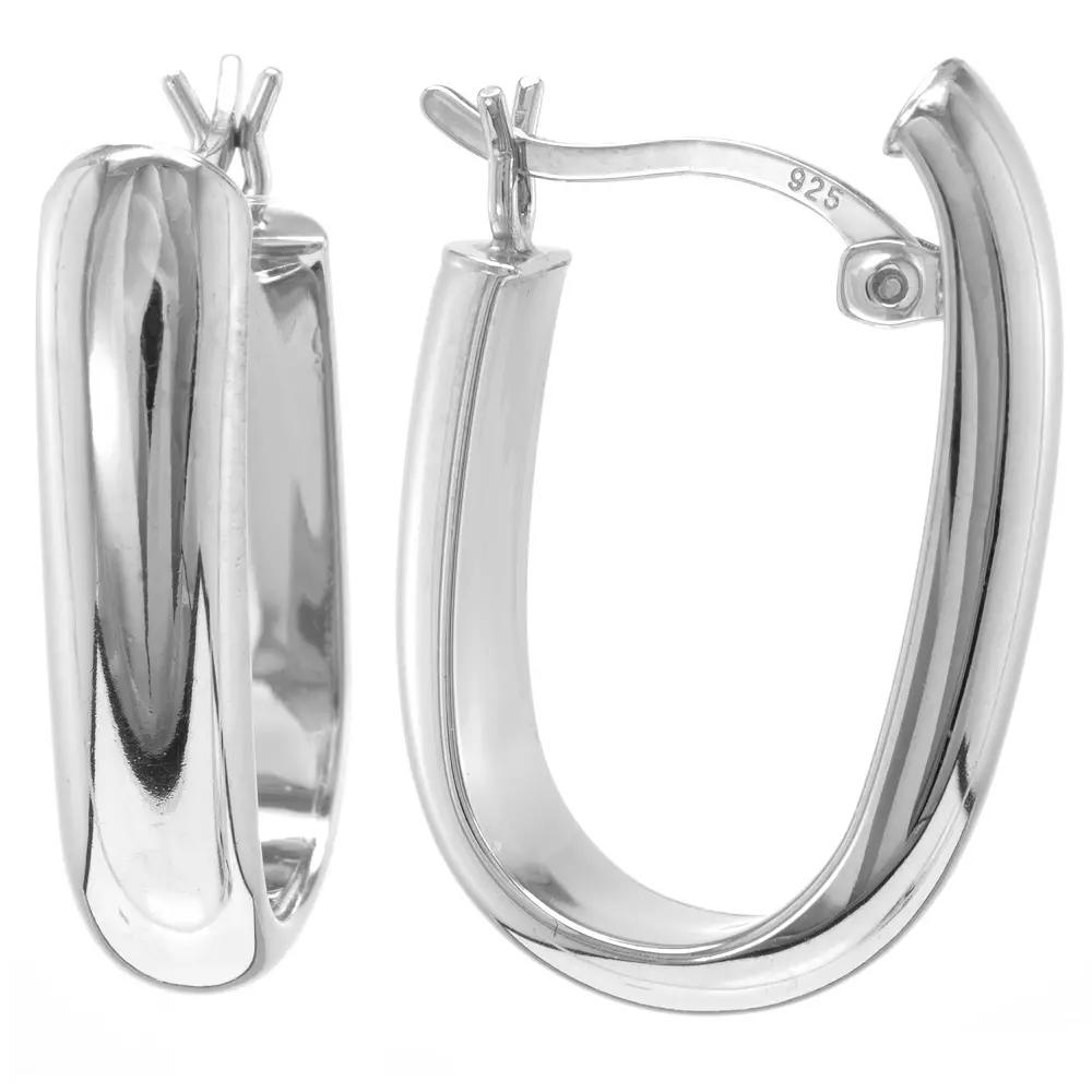 Judy Crowell Sterling Silver Wide U-Hoop Earrings, Women's Product Image