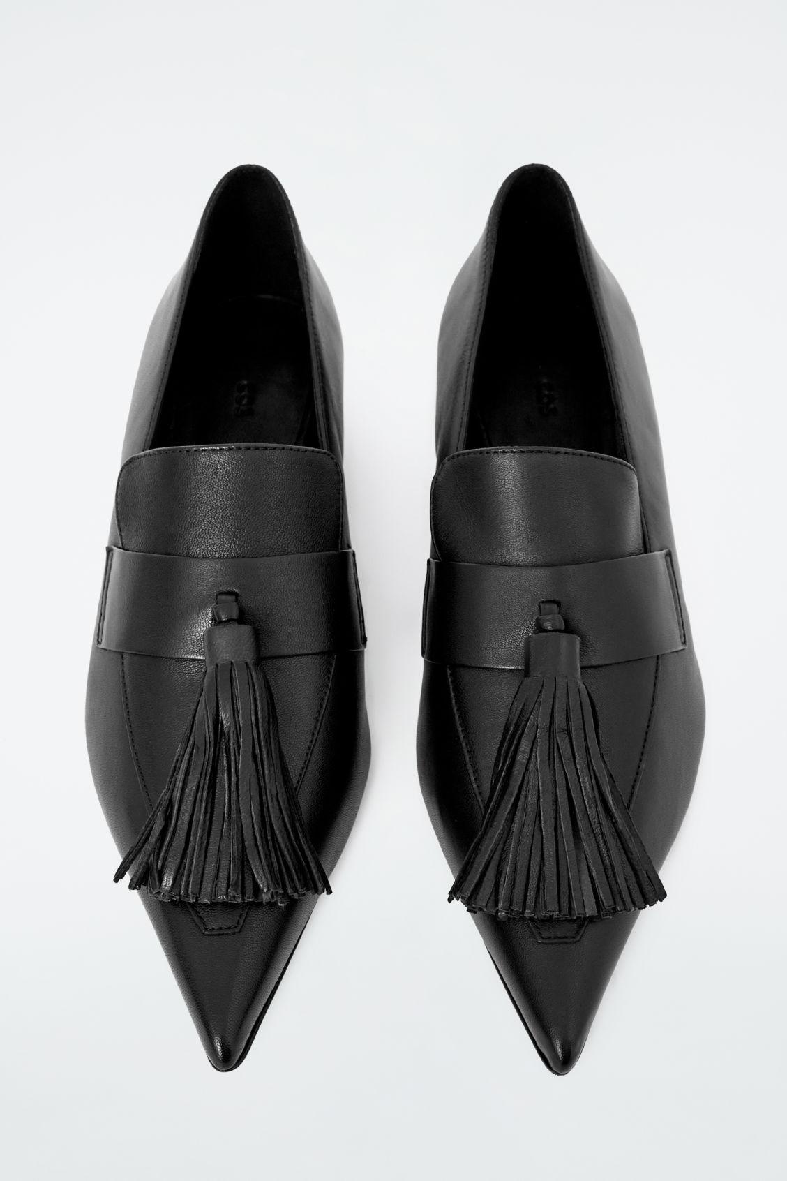 TASSELED LEATHER KITTEN-HEEL LOAFERS Product Image