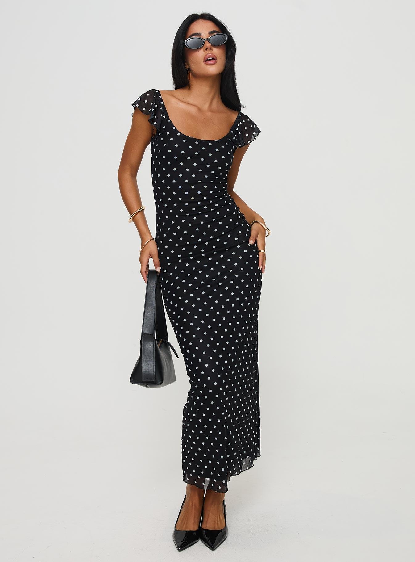 Sandberg Maxi Dress Black Polka Dot Product Image