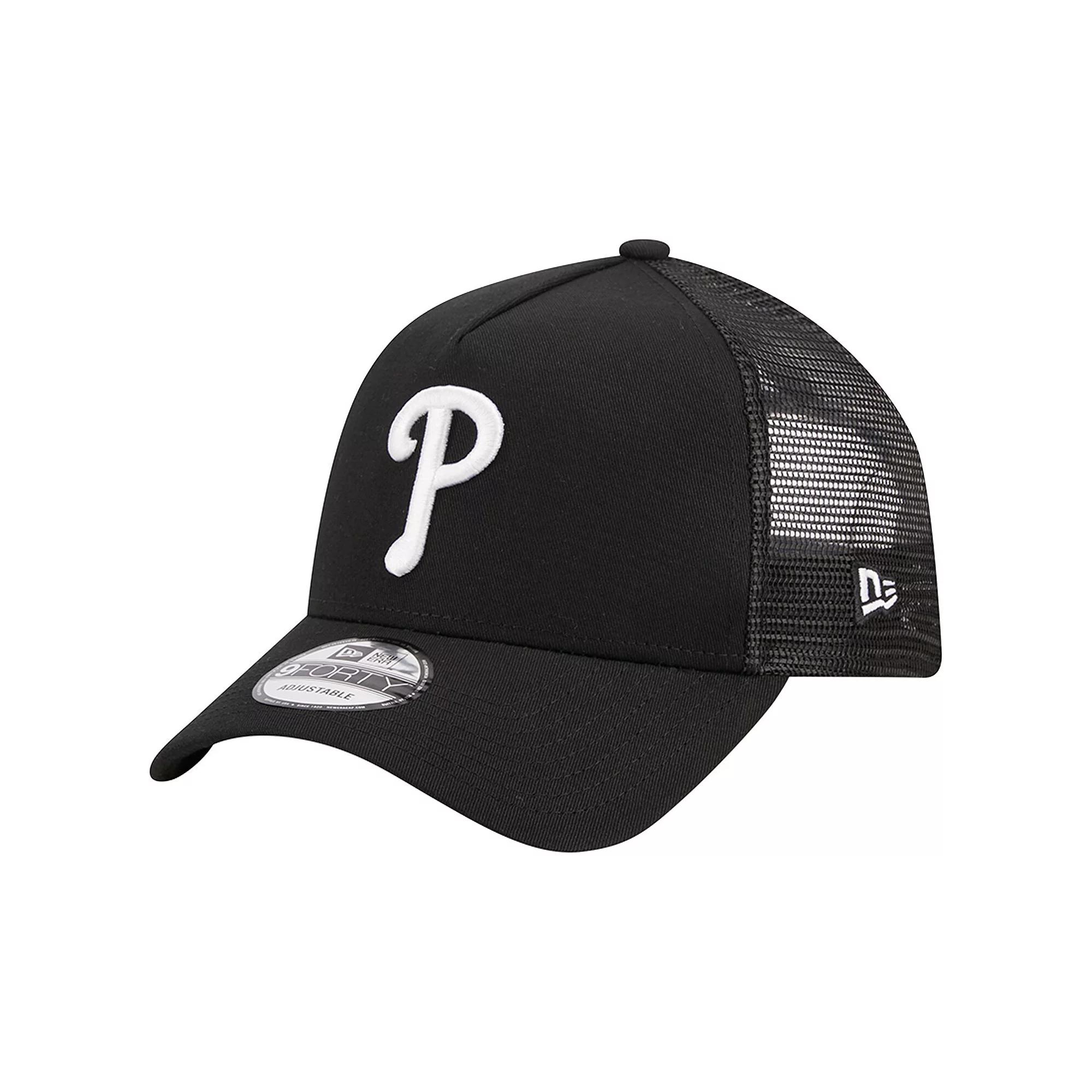 Men's New Era Black Philadelphia Phillies A-Frame 9FORTY Trucker Adjustable Hat Product Image
