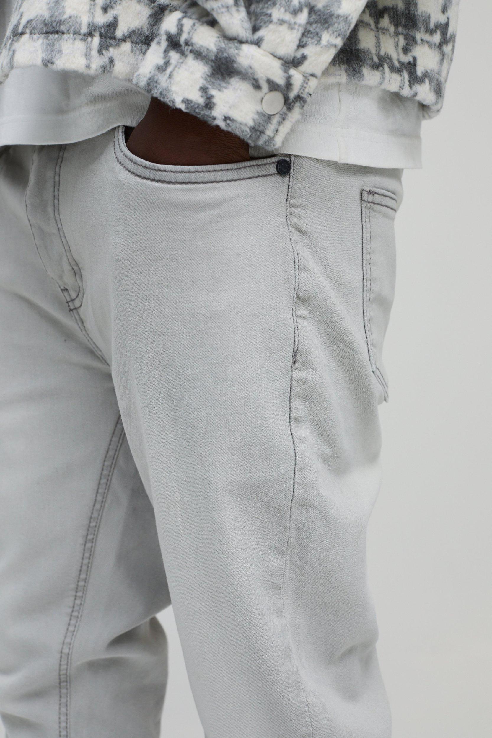 Skinny Stretch Jean In Ice Grey | boohooMAN USA Product Image