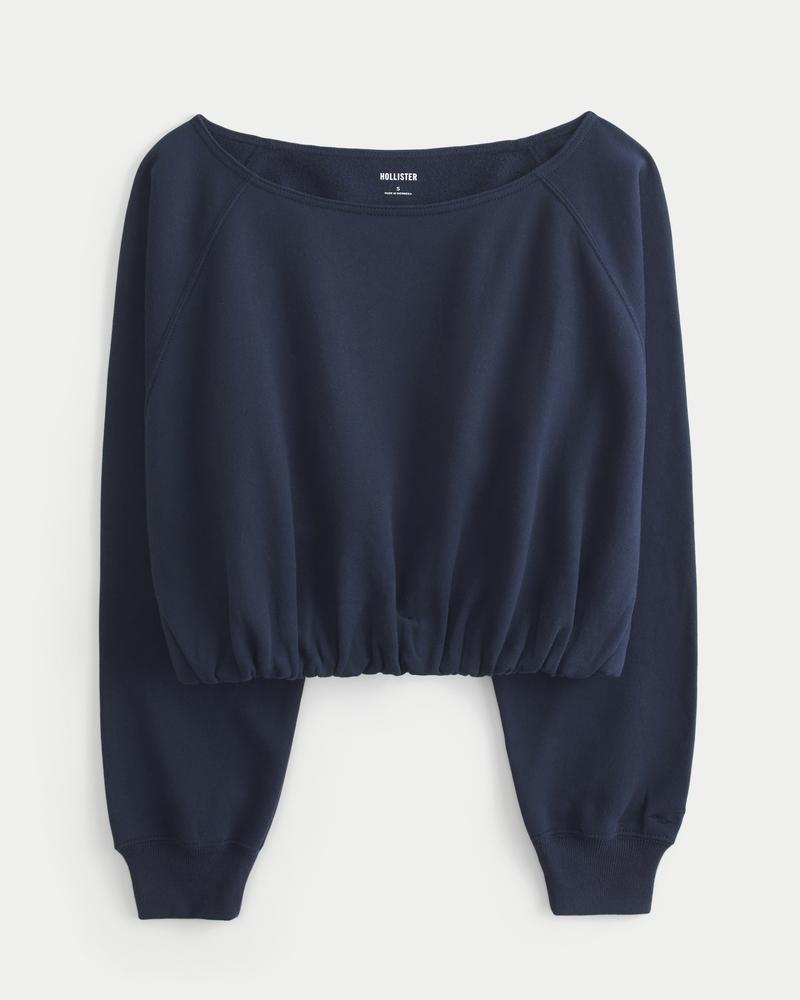 Off-the-Shoulder Bubble Hem Sweatshirt Product Image