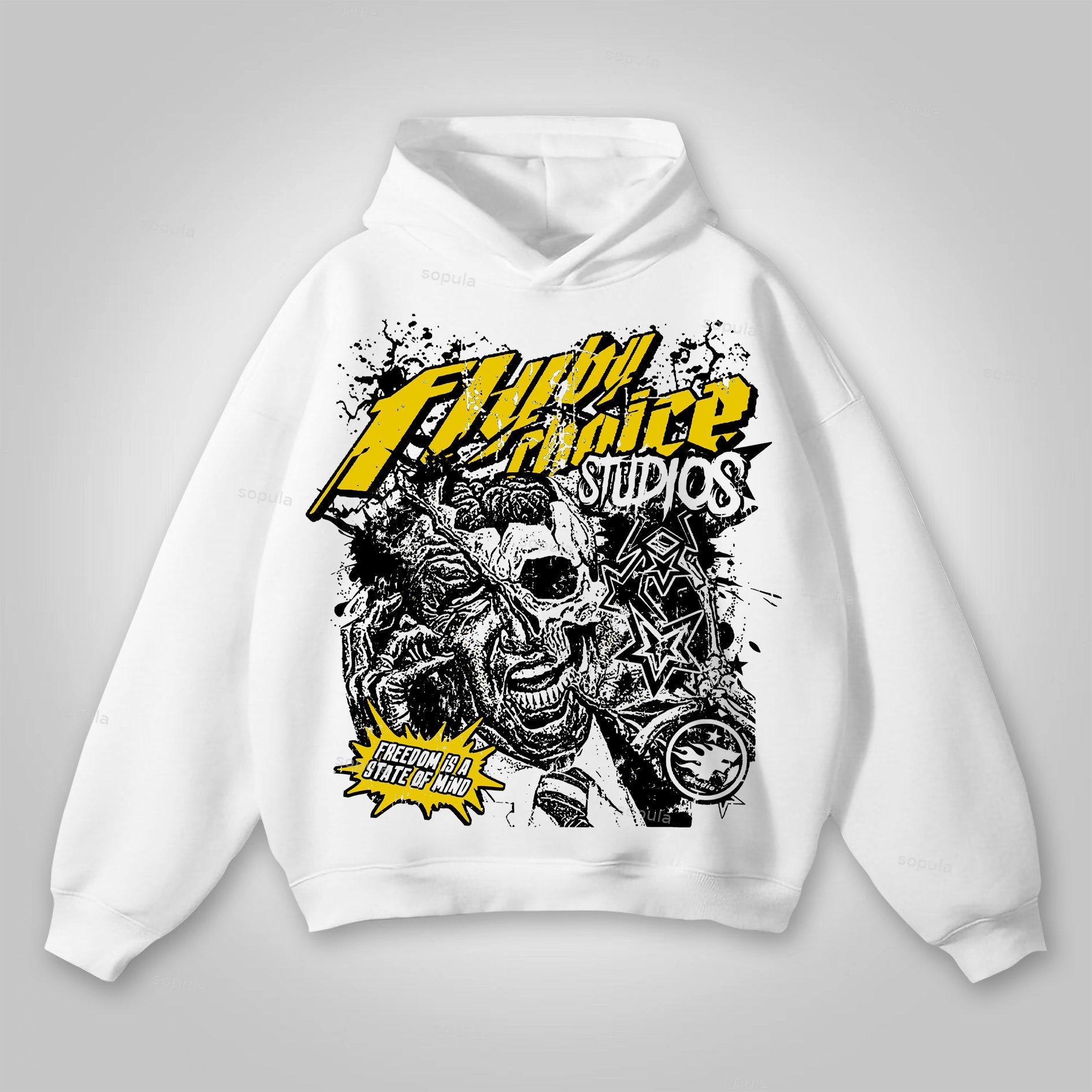 Sopula Vintage Fly By Choice Freedom Is A State Of Mind Skull Graphic Hoodie Product Image
