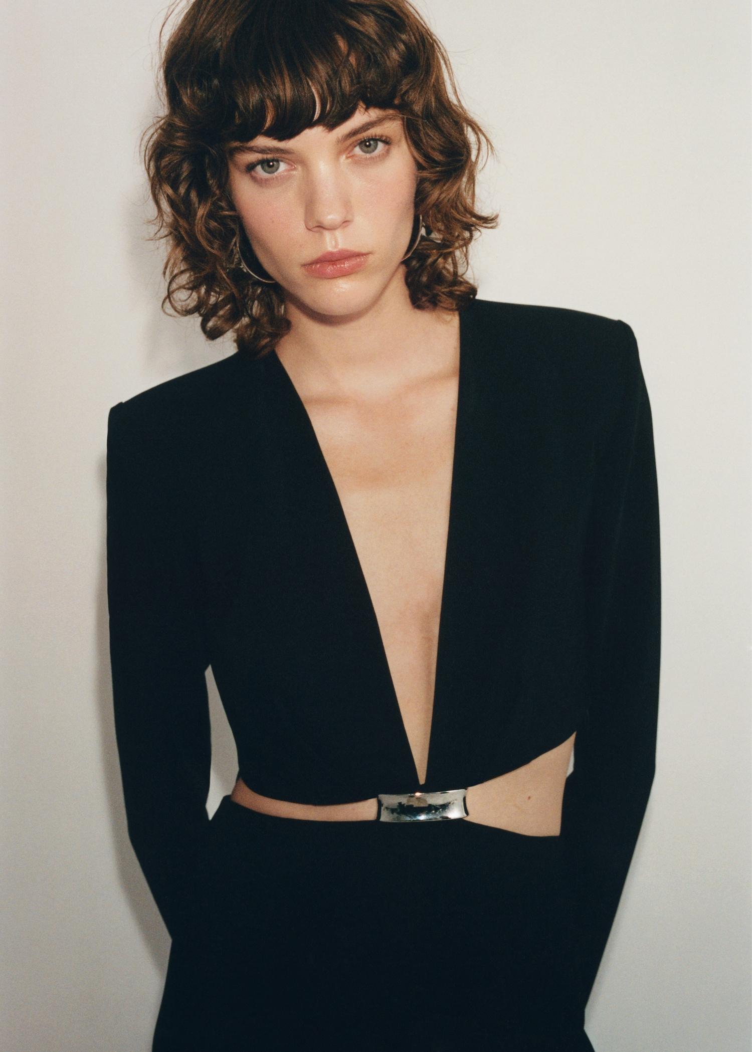 Dress with side slits and metallic detail - Women | MANGO USA Product Image