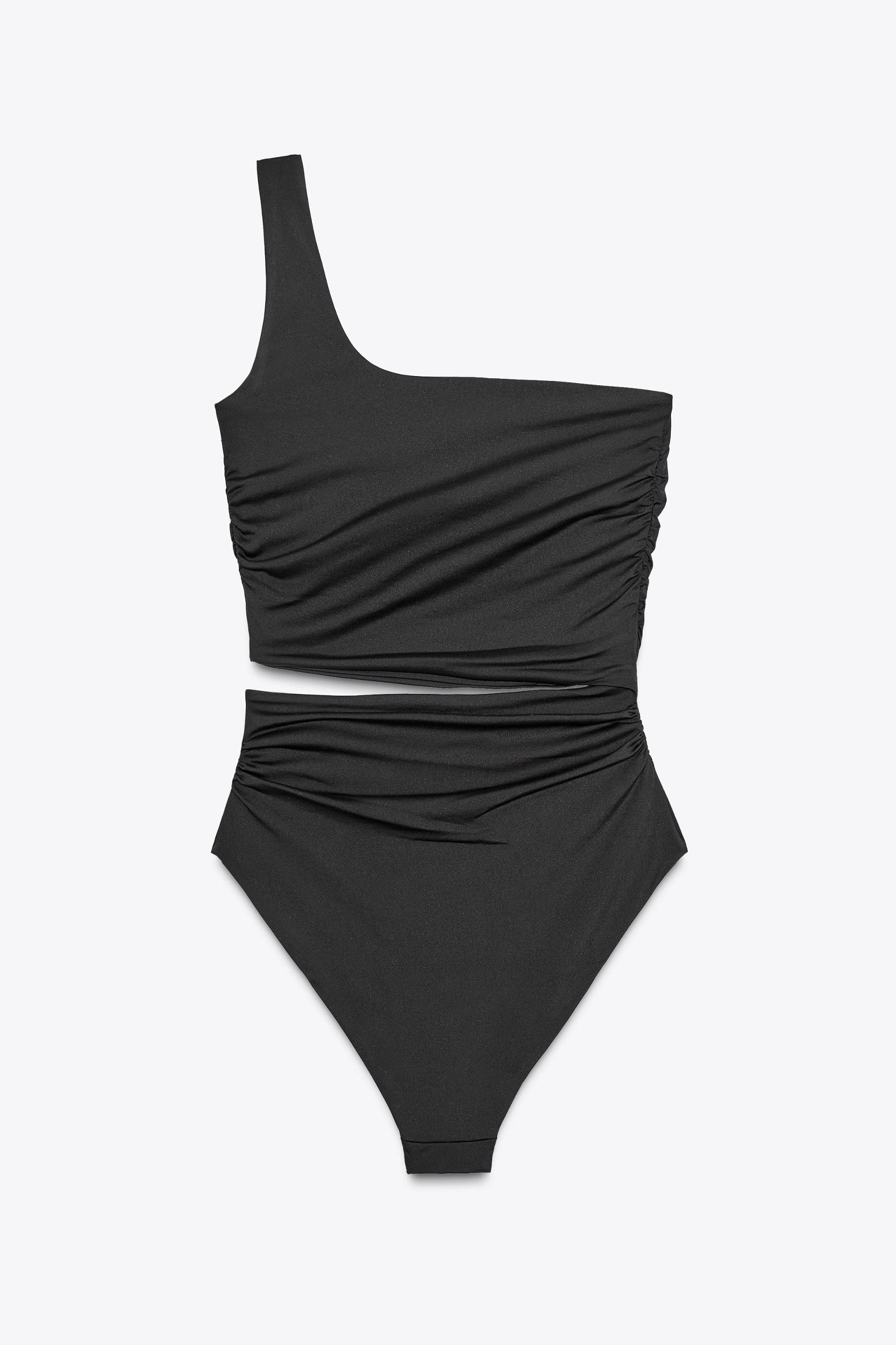 ASYMMETRIC CUT-OUT SWIMSUIT WITH SHOULDER DETAIL Product Image