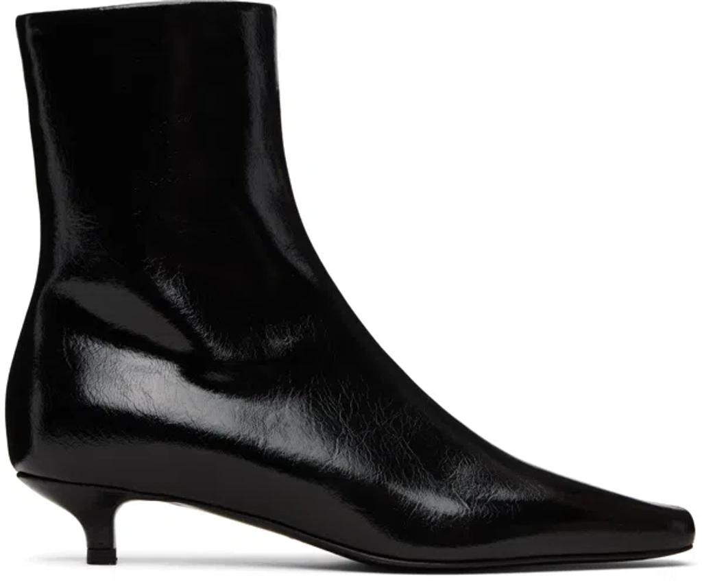 TOTÊME Toteme Slim Kitten Heel Pointed Toe Bootie In Black Product Image