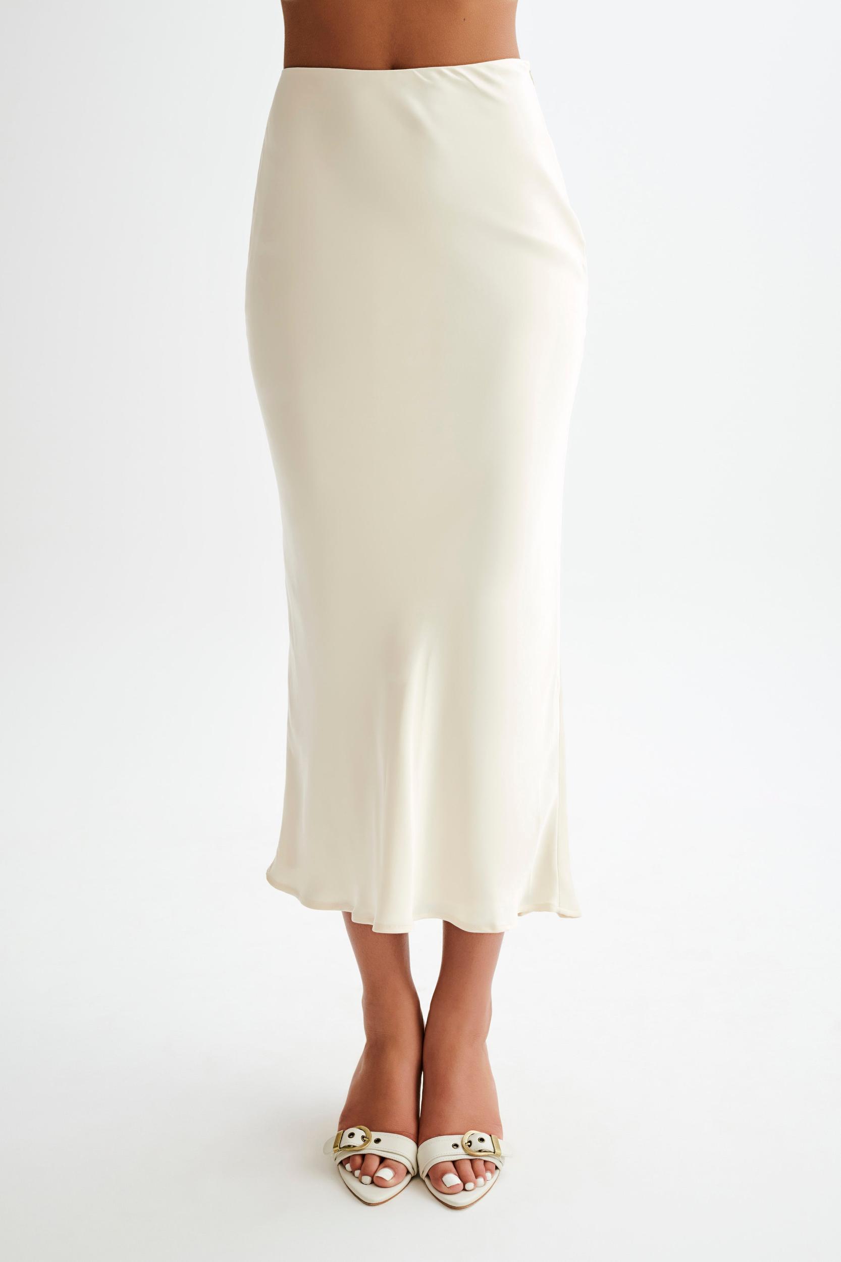 Viviana Satin Sleeveless Crop Top - Ivory Product Image
