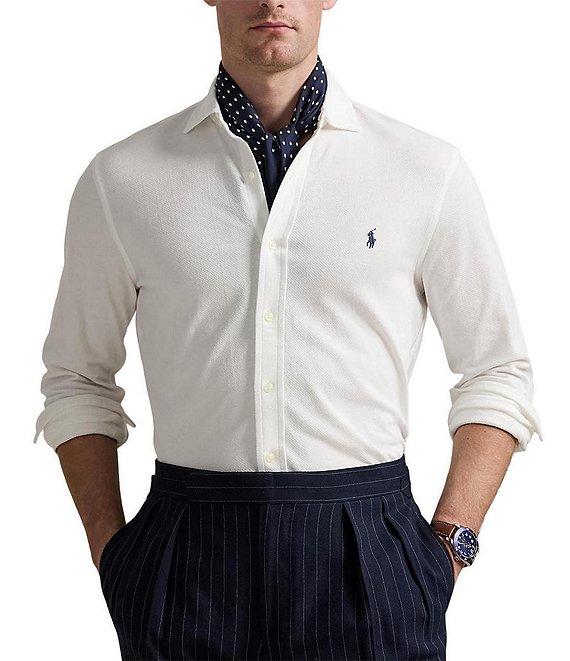 Polo Ralph Lauren Honeycomb-Knit Long Sleeve Woven Shirt Product Image