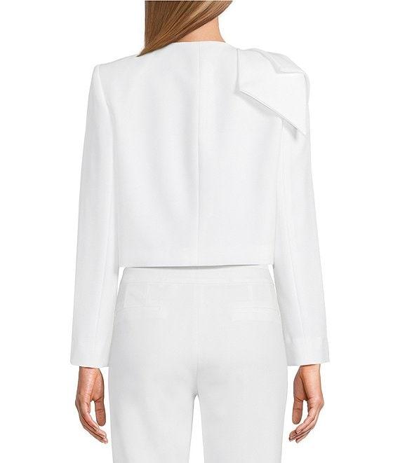 Preston & York Brittani Crepe Oversized Bow Front Crew Neck Long Sleeve Snap Front Coordinating Jacket Product Image