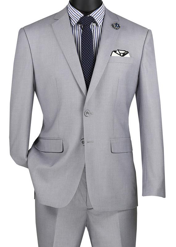 Slim Fit Men's Suit 2 Piece 2 Button in Light Gray Male Product Image