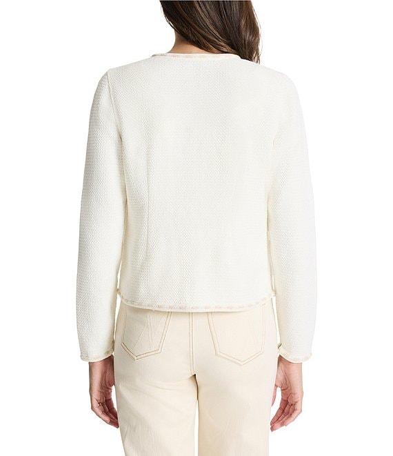 NIC + ZOE Knit Stitch Trim Round Neck Long Sleeve Jacket Product Image