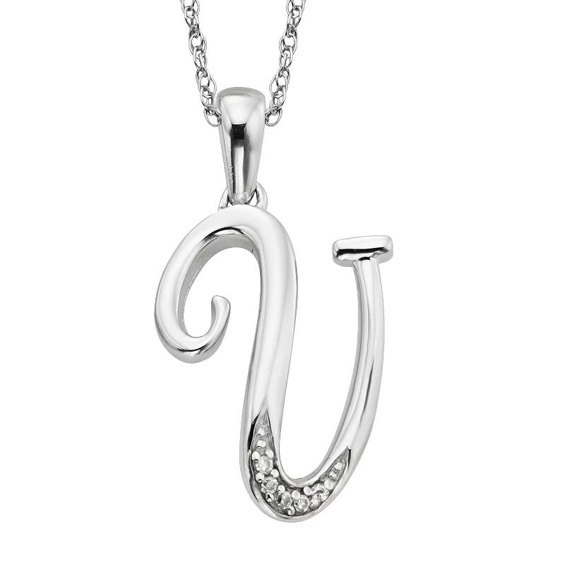 Sterling Silver Diamond Accent Initial Pendant, Women's,  Product Image