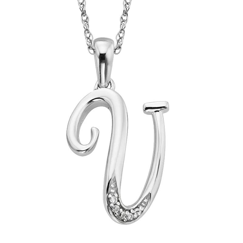 Sterling Silver Diamond Accent Initial Pendant, Women's,  Product Image