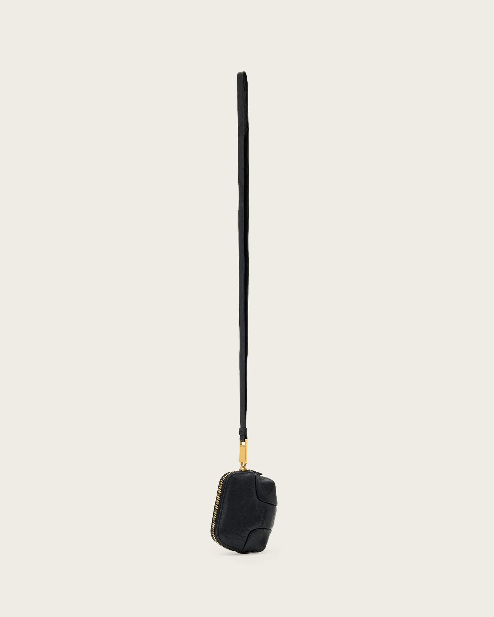 Ares Leather Grain Lanyard Pouch Black | ALLSAINTS US Product Image
