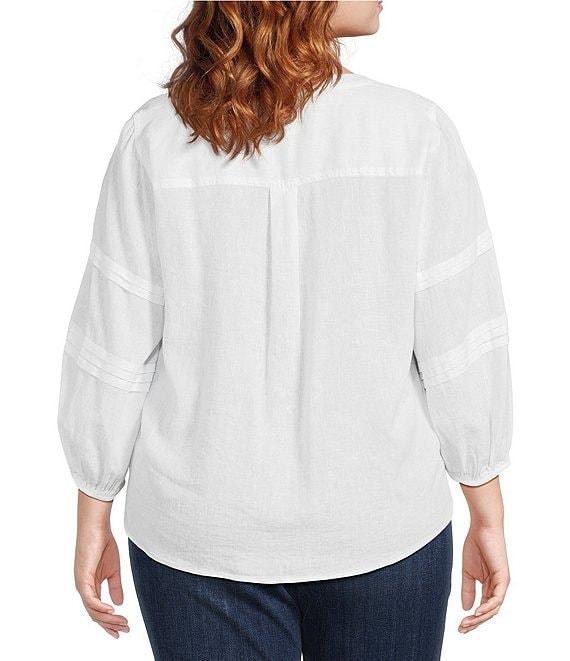 Westbound Plus Size Print 3/4 Sleeve V-Neck Top Product Image