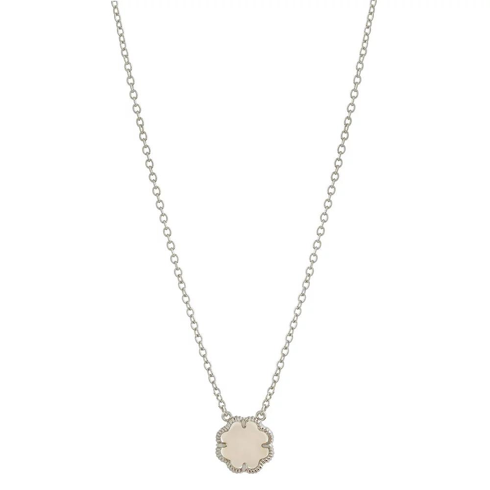 MC Collective Mother-of-Pearl Flower Medallion Necklace, Women's, Size: 18", Silver Tone Product Image