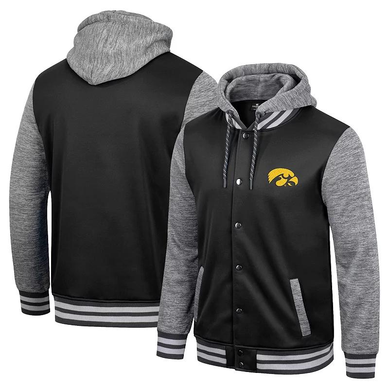 Men's Colosseum Black Iowa Hawkeyes Robinson Hoodie Full-Snap Jacket, Size: Large Product Image