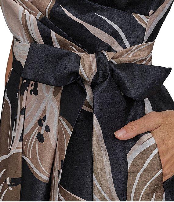 Donna Karan Sleeveless V-Neck Floral A-Line Midi Dress Product Image