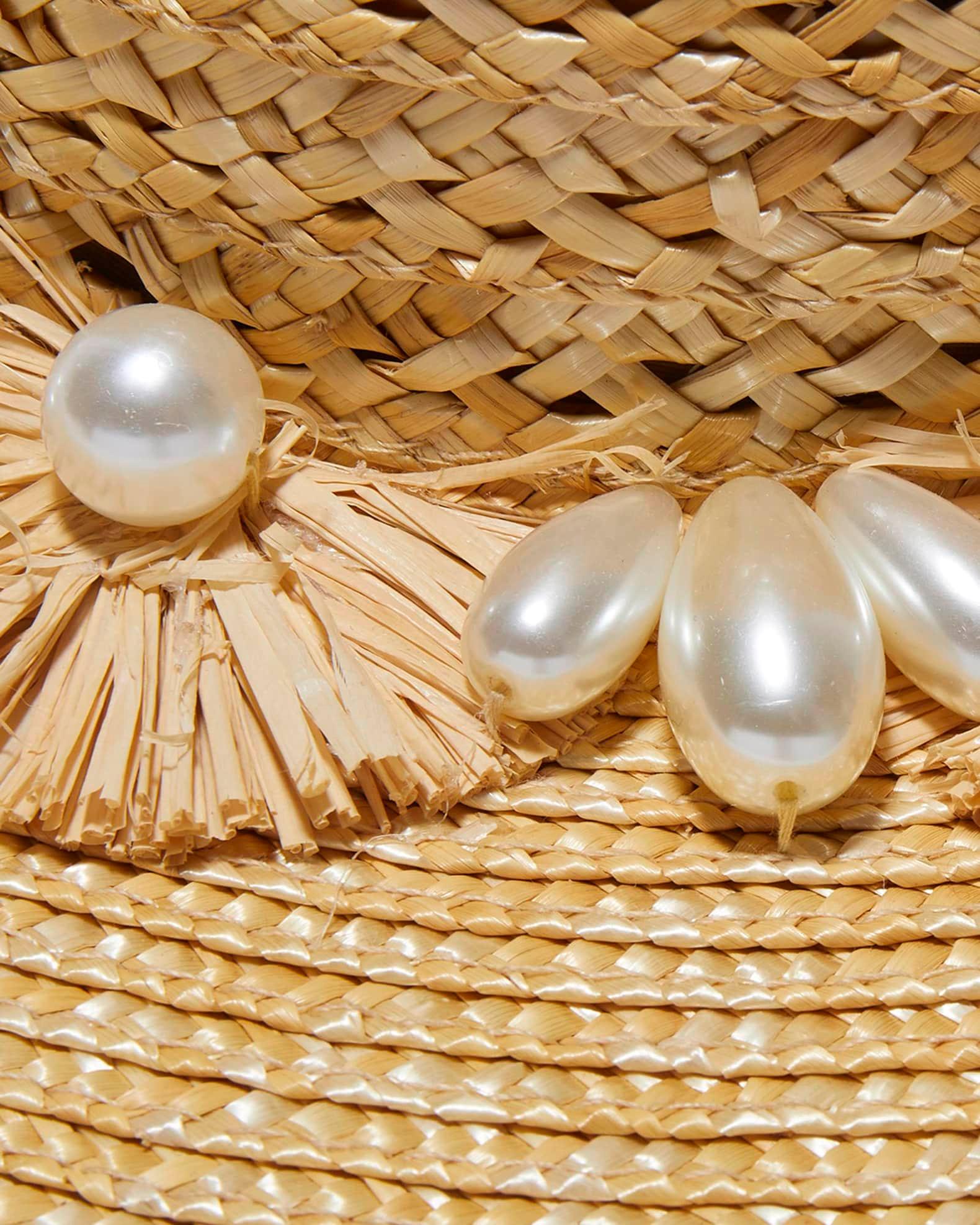 Faux-Pearl Pom Straw Hat Product Image