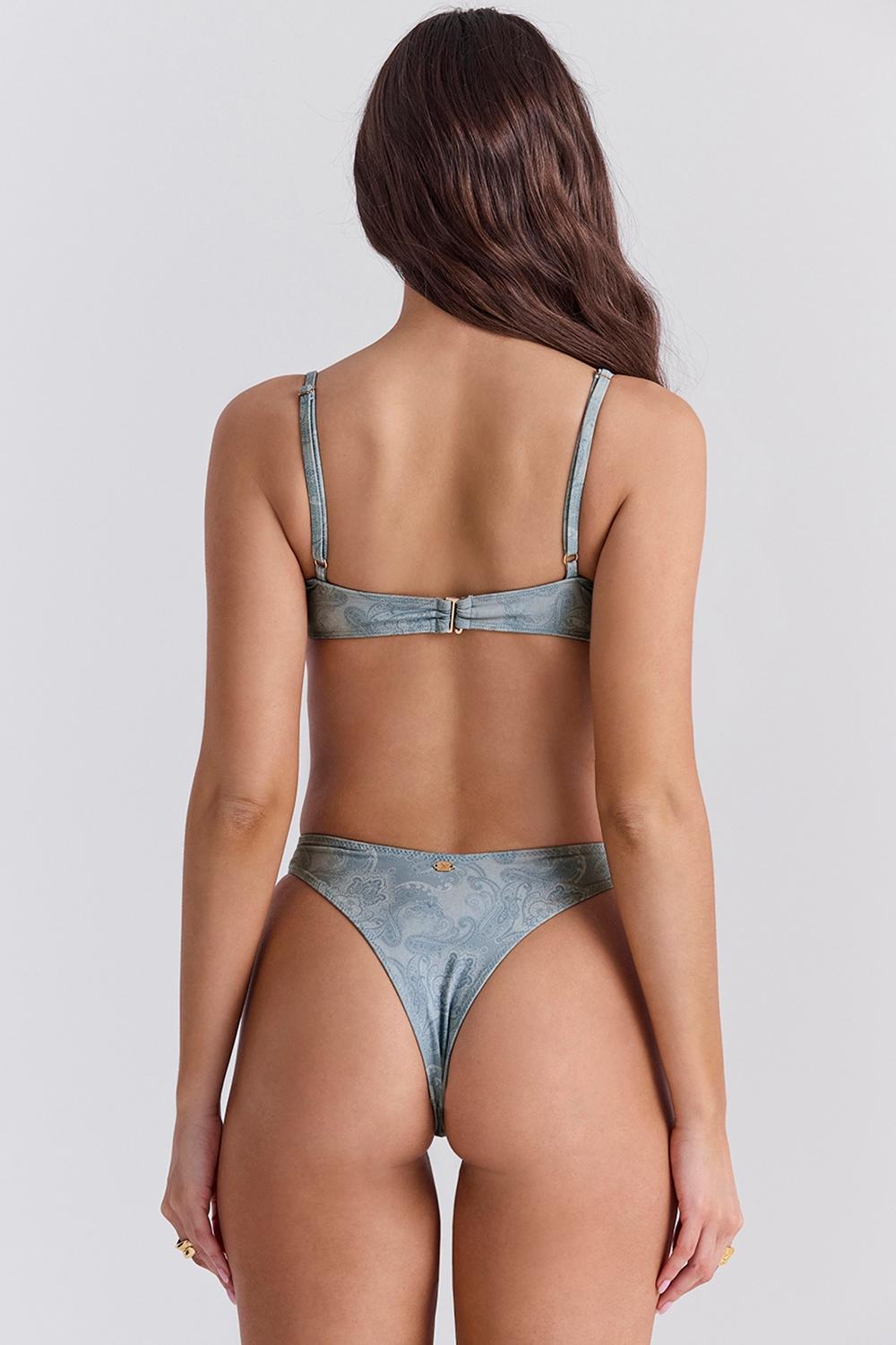 Capri  blue paisley high leg bikini bottom Product Image