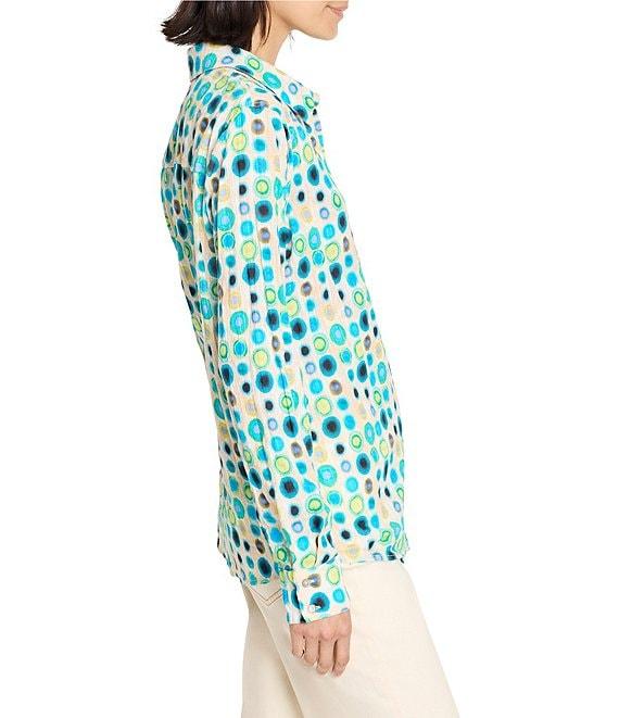 NIC + ZOE Bright Spot Crinkle Point Collar Long Sleeve Button Front Top Product Image