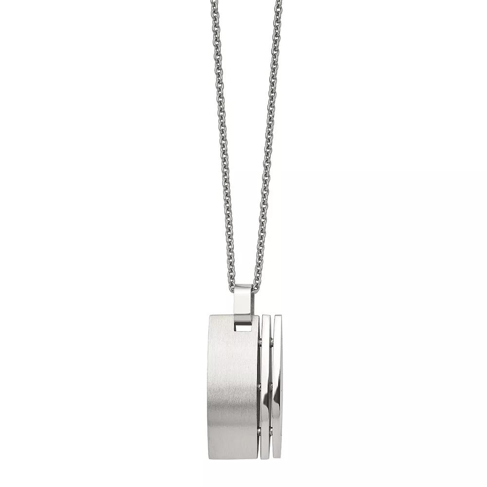 Men's Stainless Steel Brushed Pendant Necklace, Size: 22" Product Image