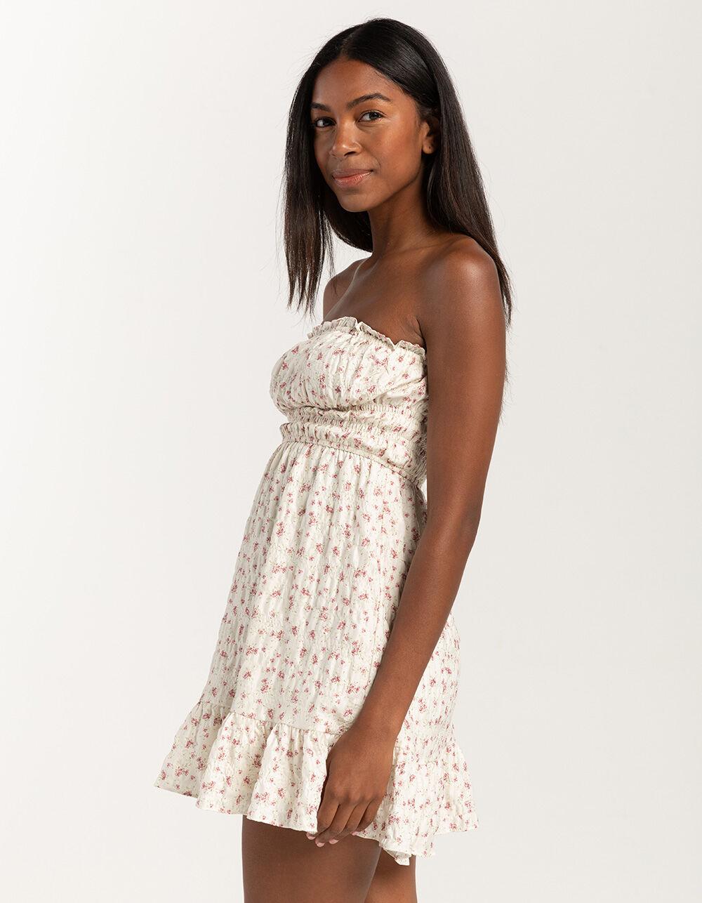 FULL TILT Womens Ruffle Tube Dress - PINK COMBO Product Image