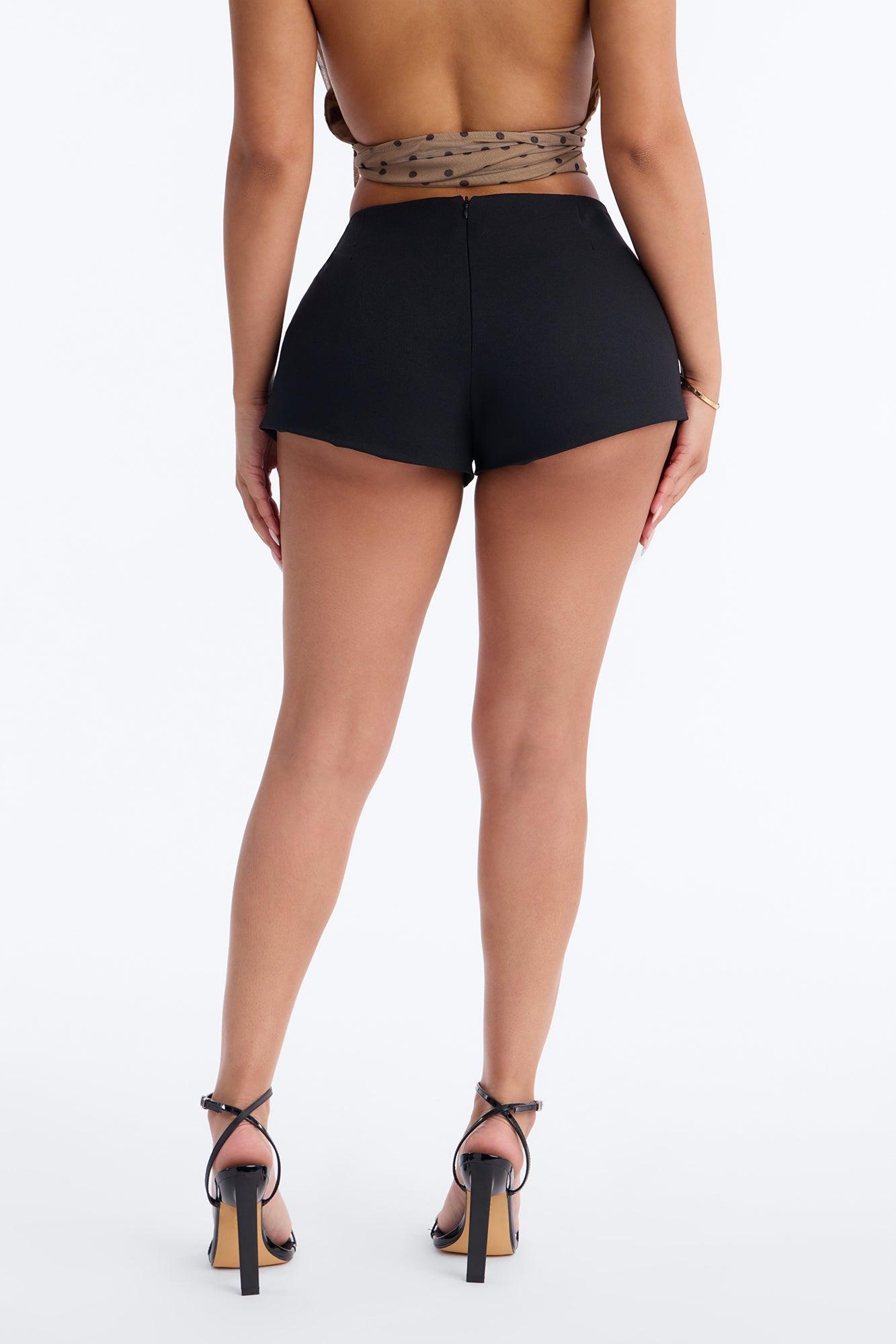 Lexi Linen Low Rise Micro Mini Short - Black Female Product Image