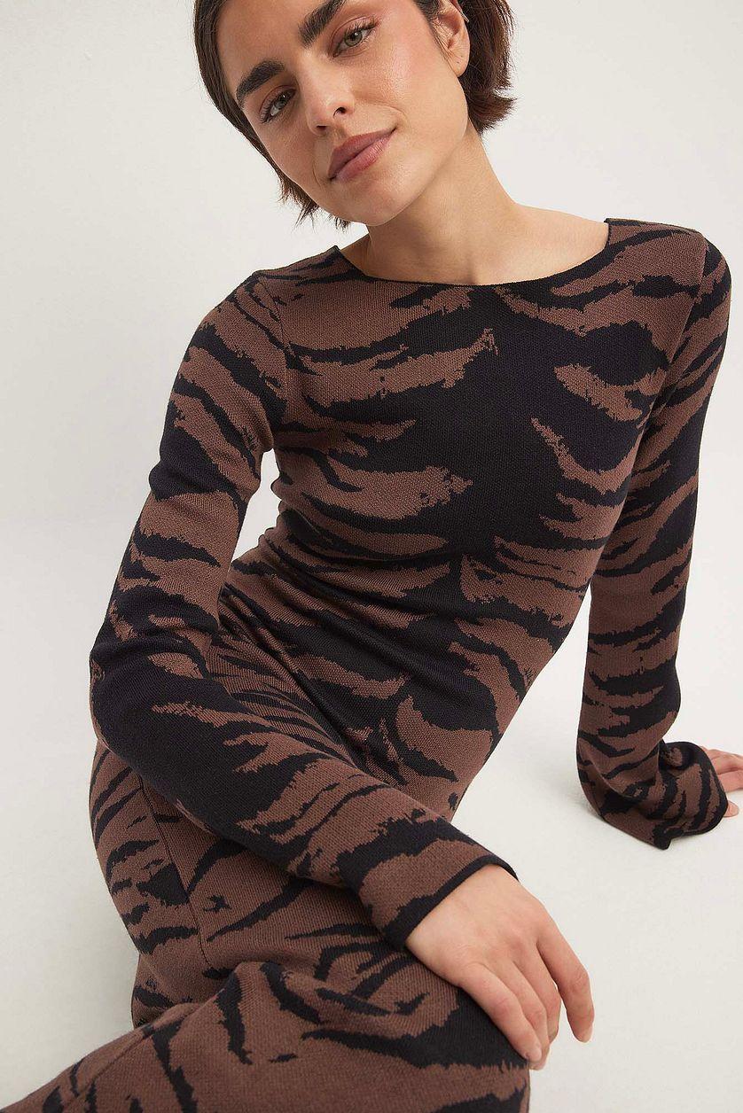 Wide Sleeve Knitted Maxi Dress Multicolor Product Image