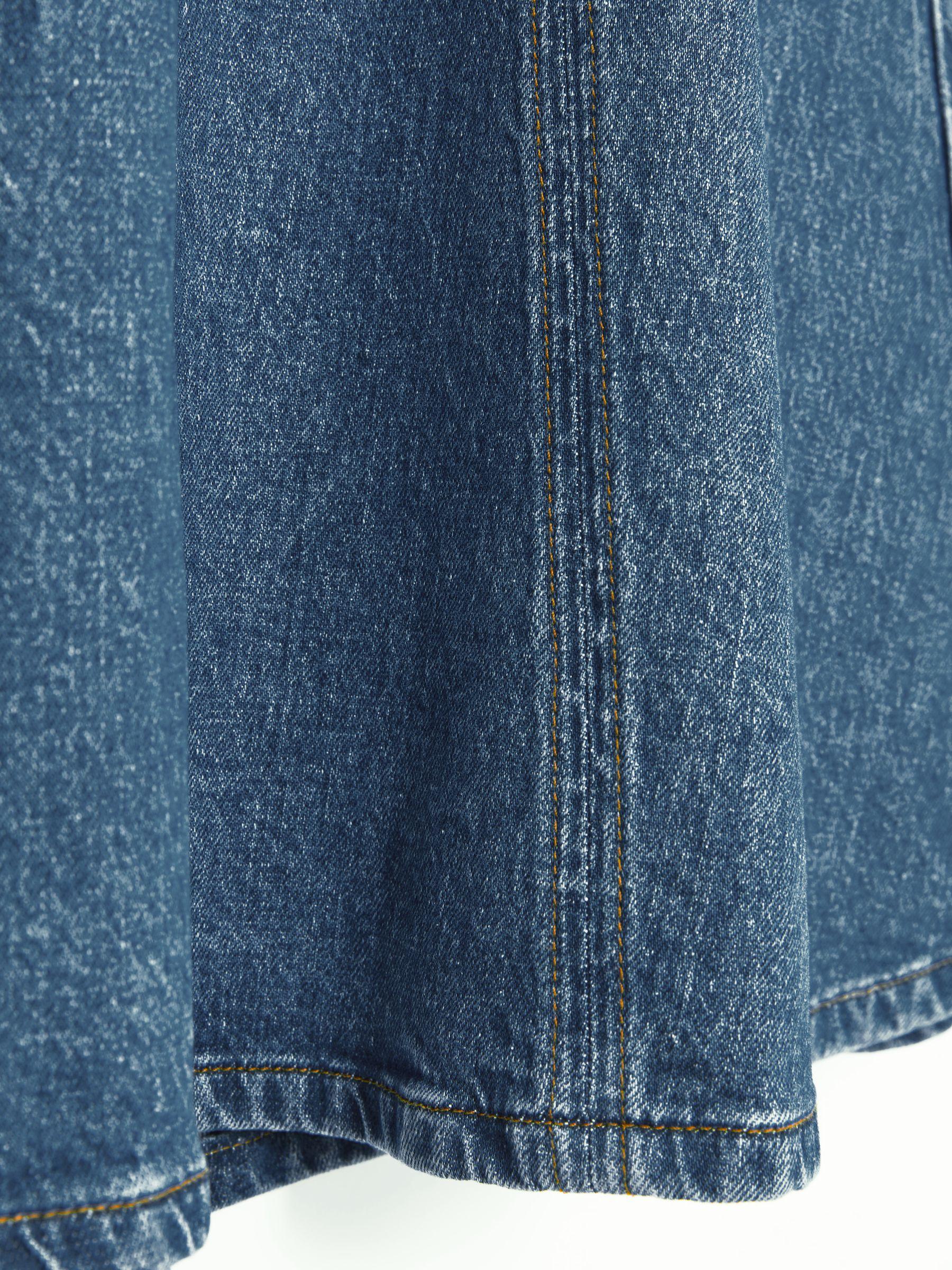 Denim Panelled Midi Skirt in Indigo Product Image