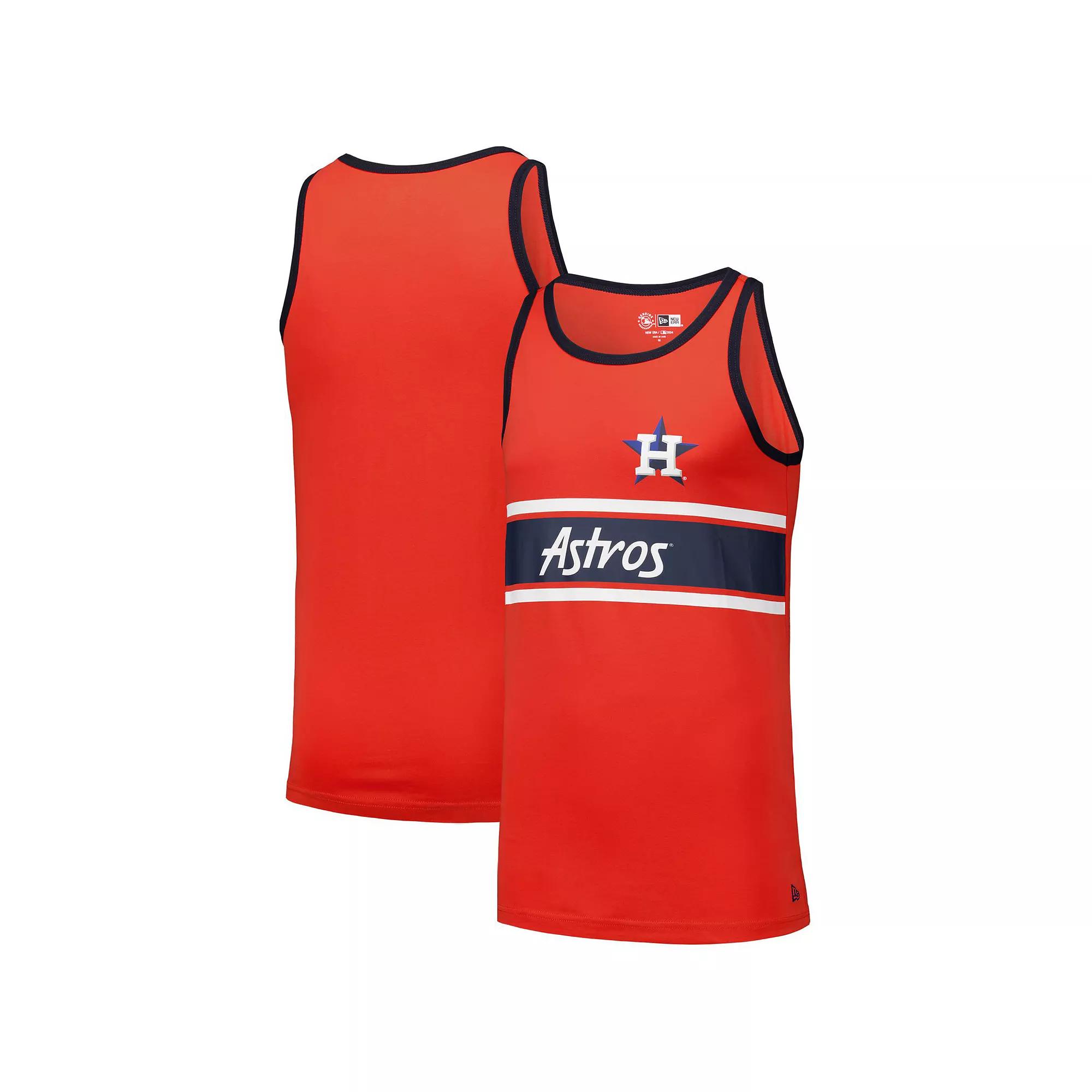 Men's New Era Orange Houston Astros Jersey Ringer Tank Top,  Product Image