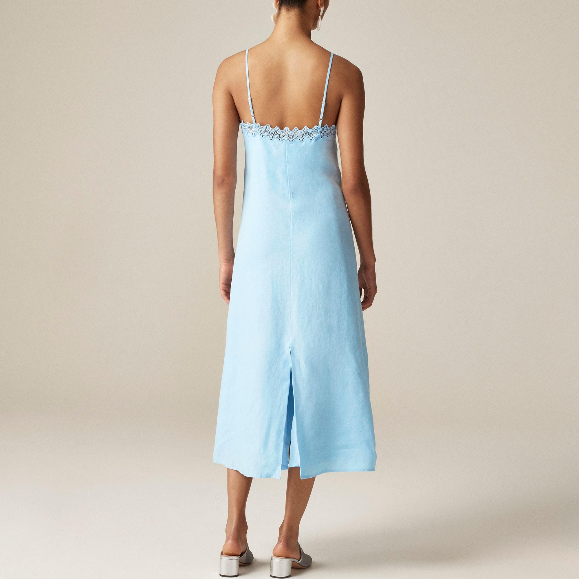 Lace-trim slip dress in linen Product Image