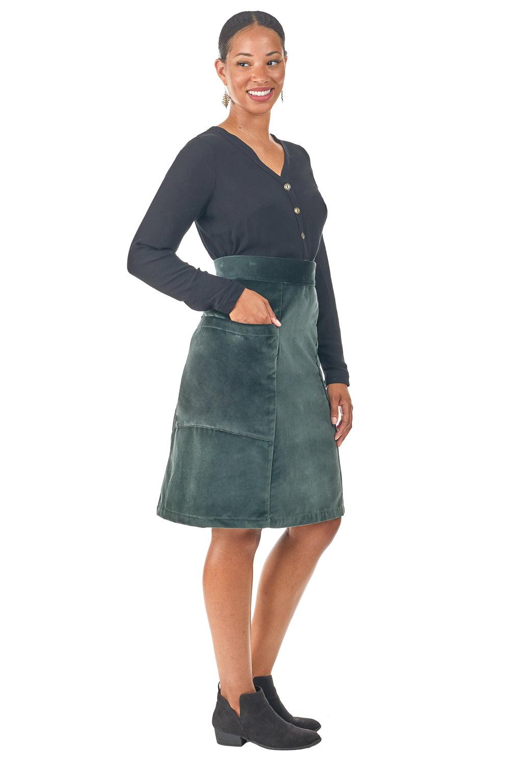 Atheno Skirt in Spruce Velvet Product Image