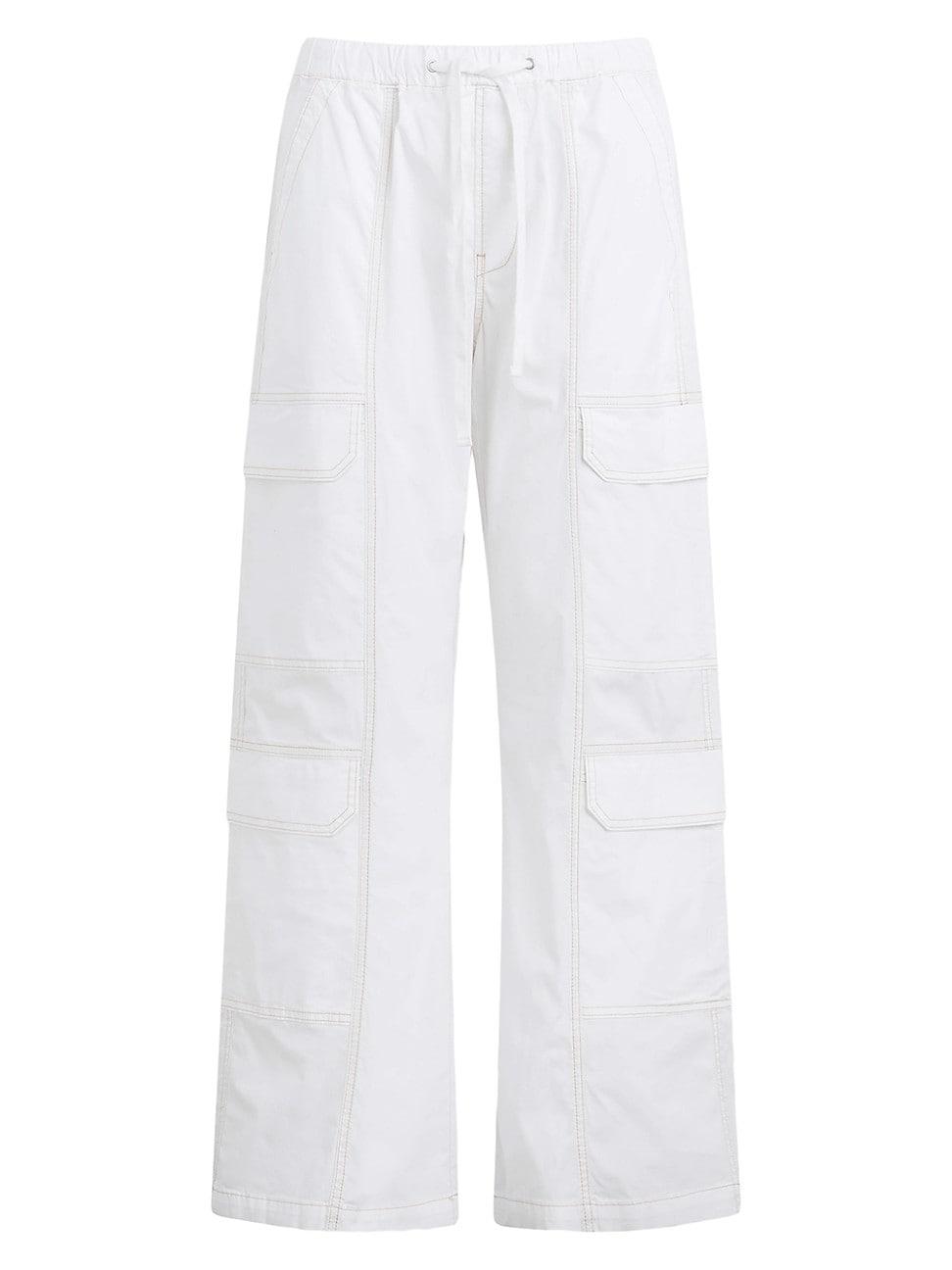 Womens Cotton Wide-Leg Cargo Pants Product Image