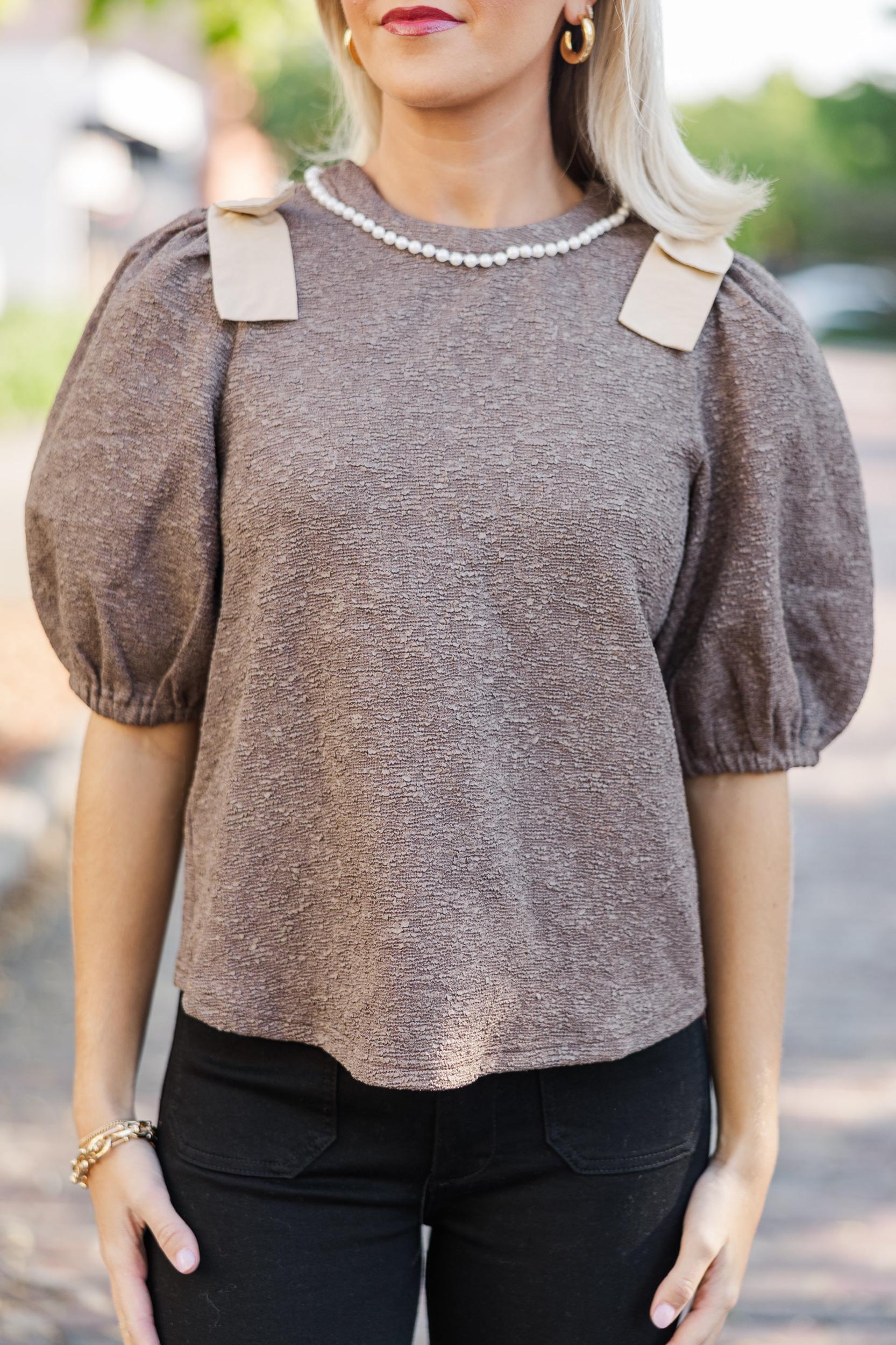 Best Of You Brown Tweed Blouse Female Product Image